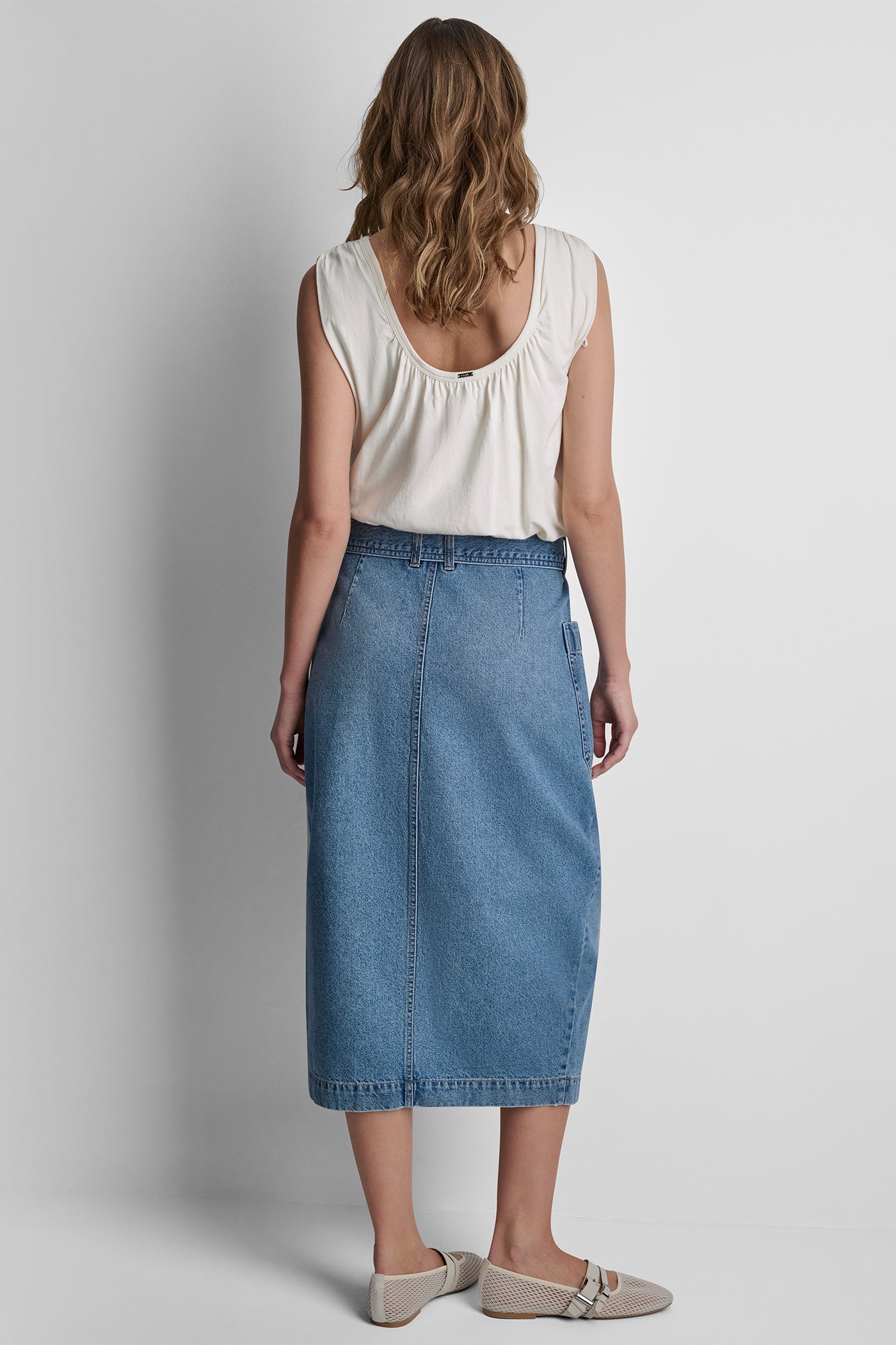 HIGH-RISE DENIM WRAP SKIRT VIEW 4 | Summer Blues