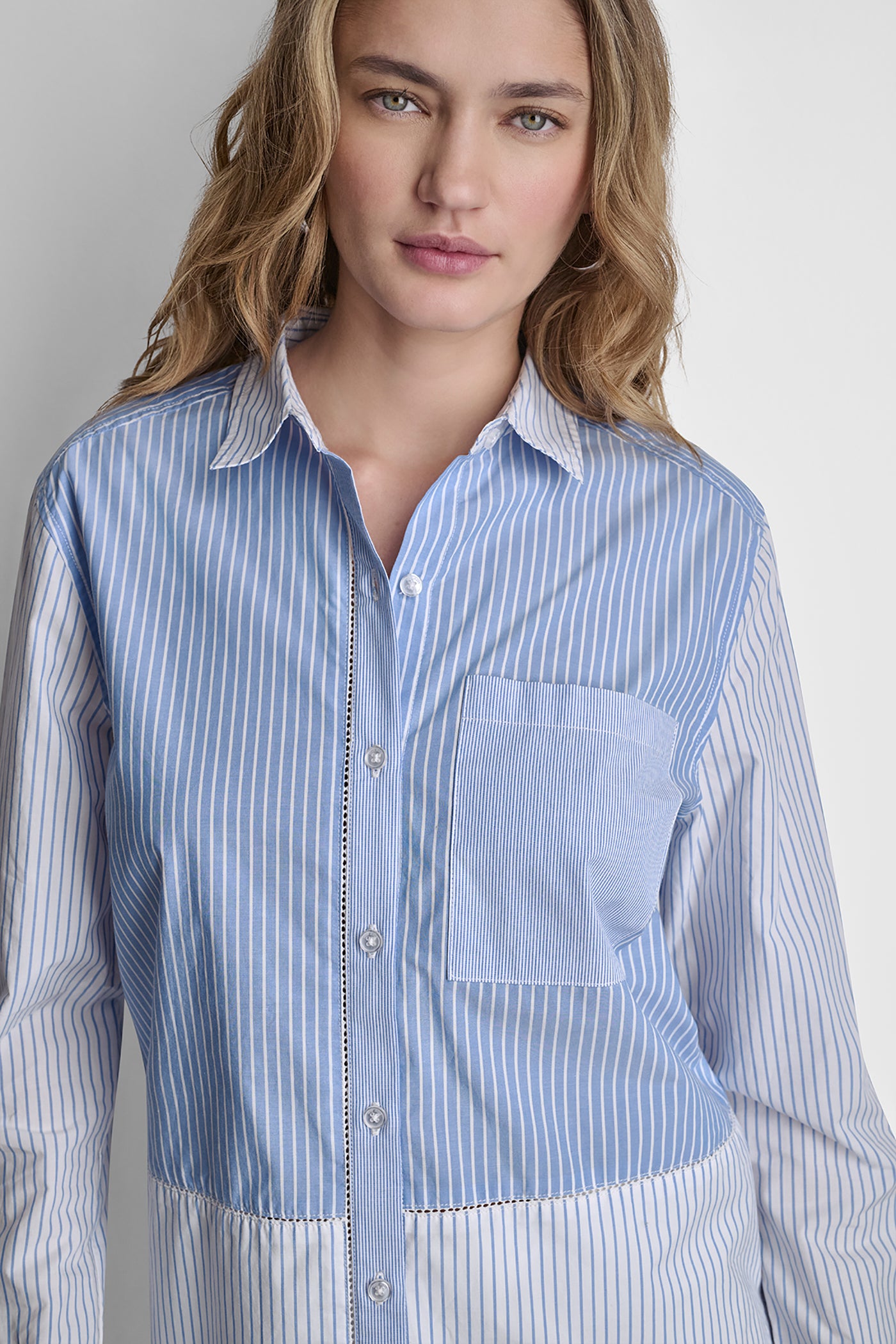 POPLIN CLASSIC FIT SHIRT WITH MIXED STRIPES VIEW 7