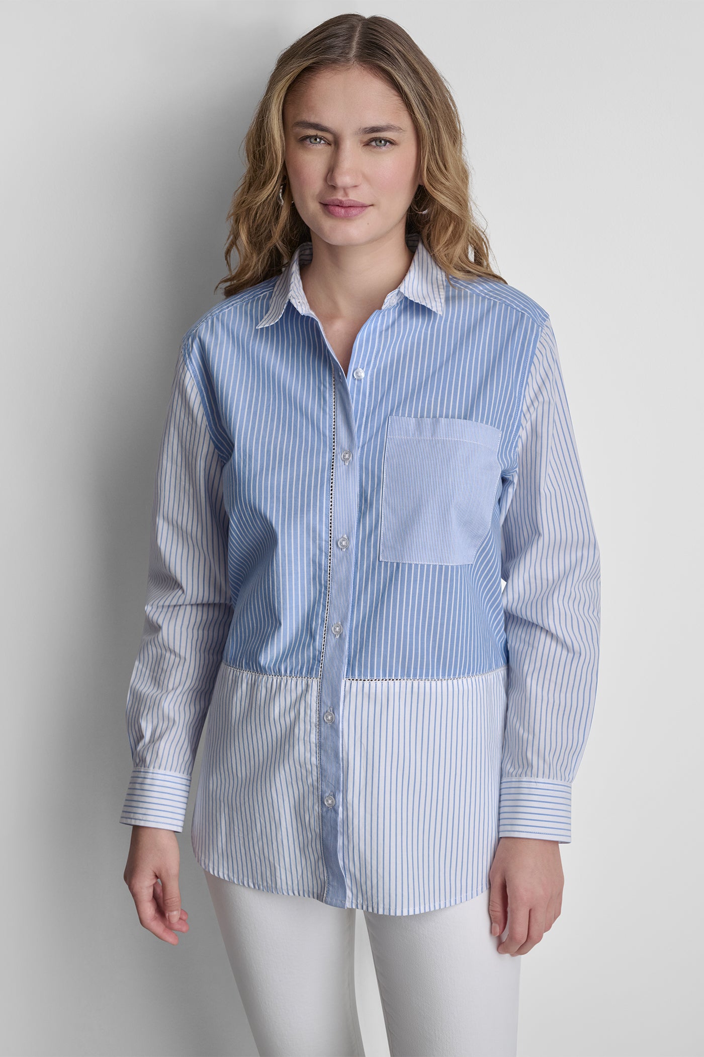 POPLIN CLASSIC FIT SHIRT WITH MIXED STRIPES VIEW 5