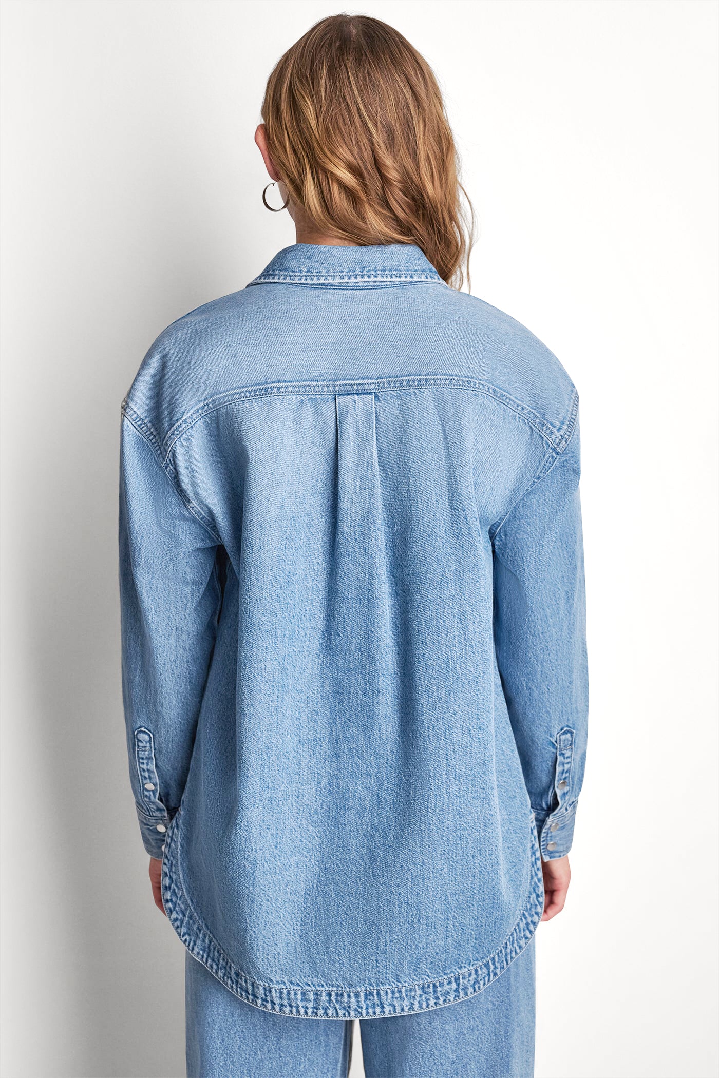 DENIM SHIRT WITH LOGO CUTOUT VIEW 3 | All Products