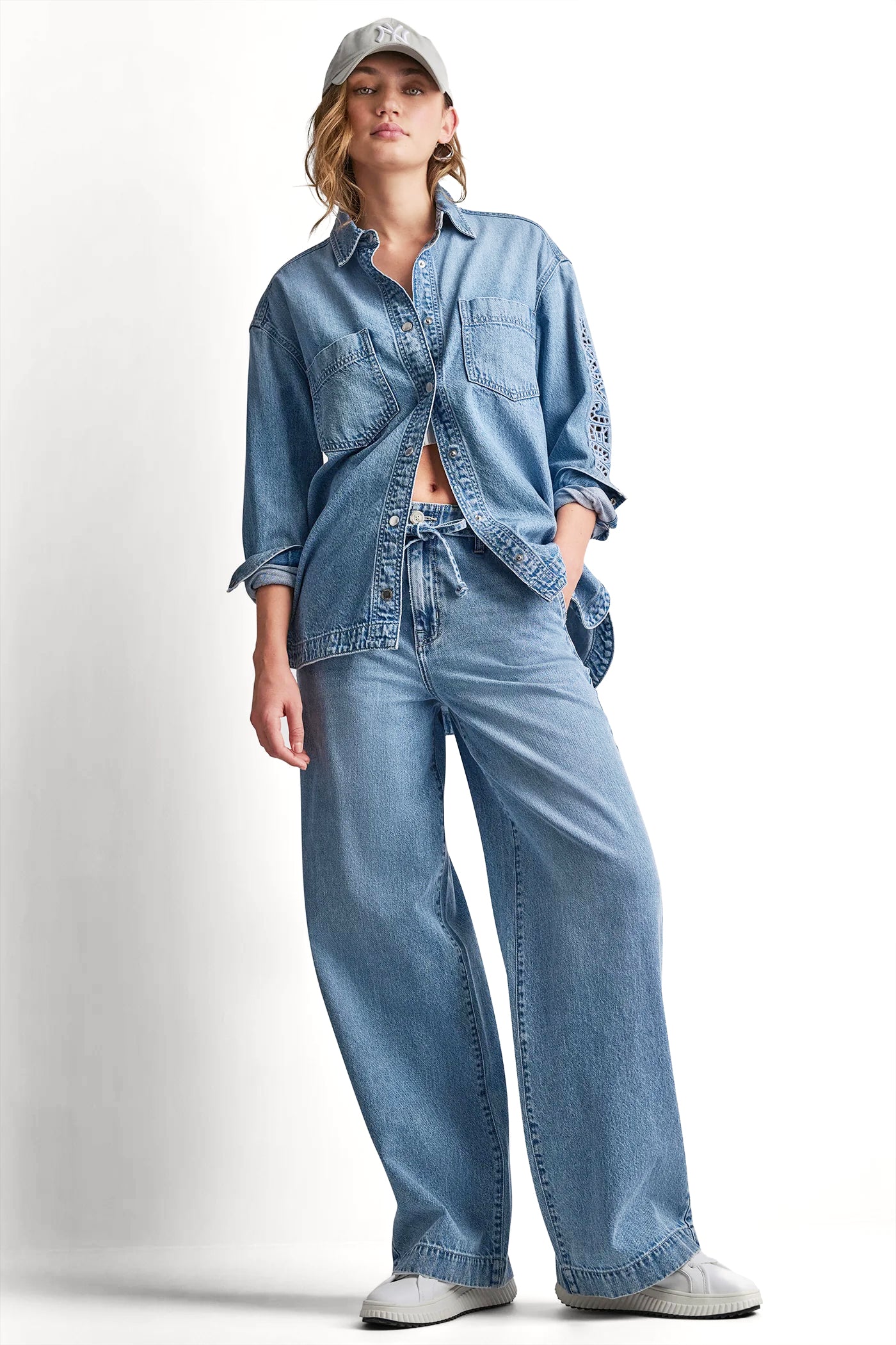 DENIM SHIRT WITH LOGO CUTOUT VIEW 7 | All Products