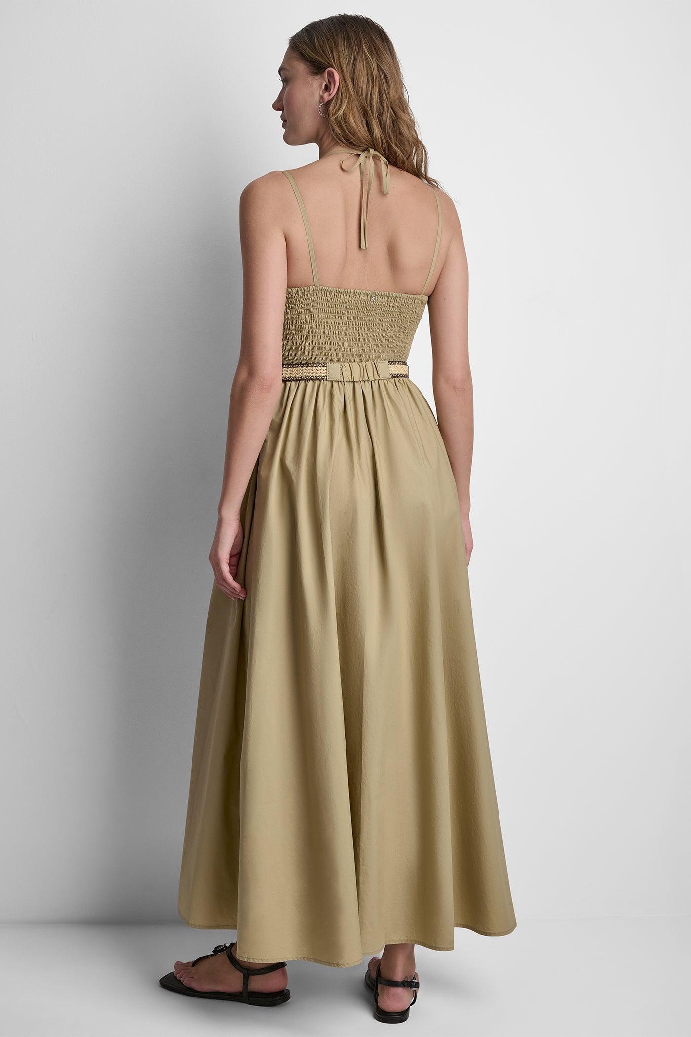 STRAPPY V-NECK MAXI DRESS WITH RAFFIA BELT VIEW 3 | Dresses & Jumpsuits