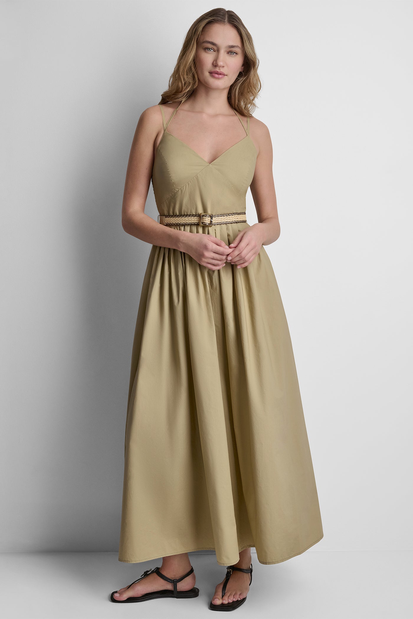 STRAPPY V-NECK MAXI DRESS WITH RAFFIA BELT VIEW 5 | Dresses & Jumpsuits