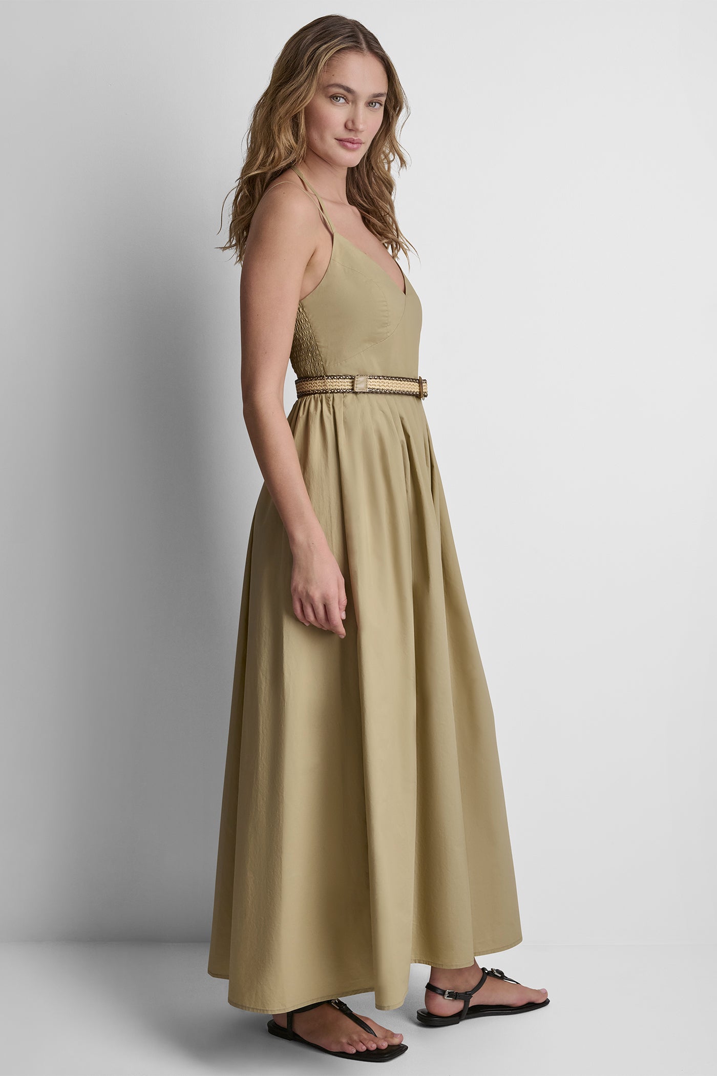 STRAPPY V-NECK MAXI DRESS WITH RAFFIA BELT VIEW 4 | Dresses & Jumpsuits