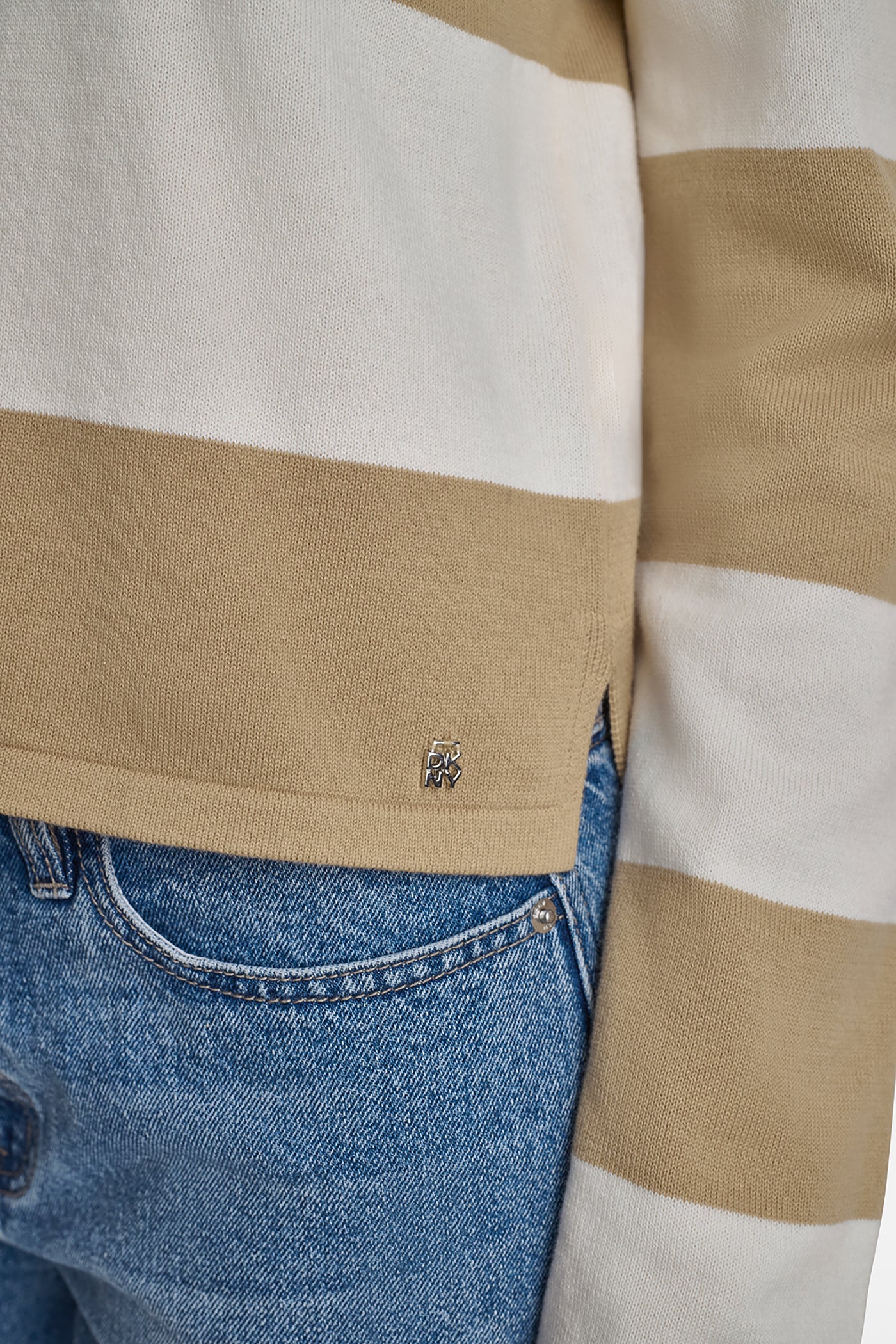 LONG SLEEVE STRIPE POLO SWEATER VIEW 6