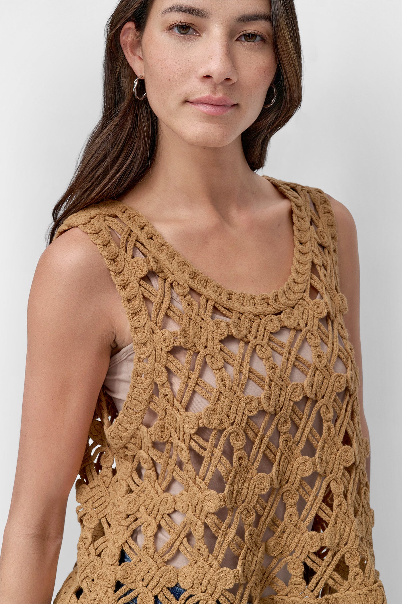 CROPPED FRINGE CROCHET TANK VIEW 4 | WOMEN'S SWEATERS & TOPS