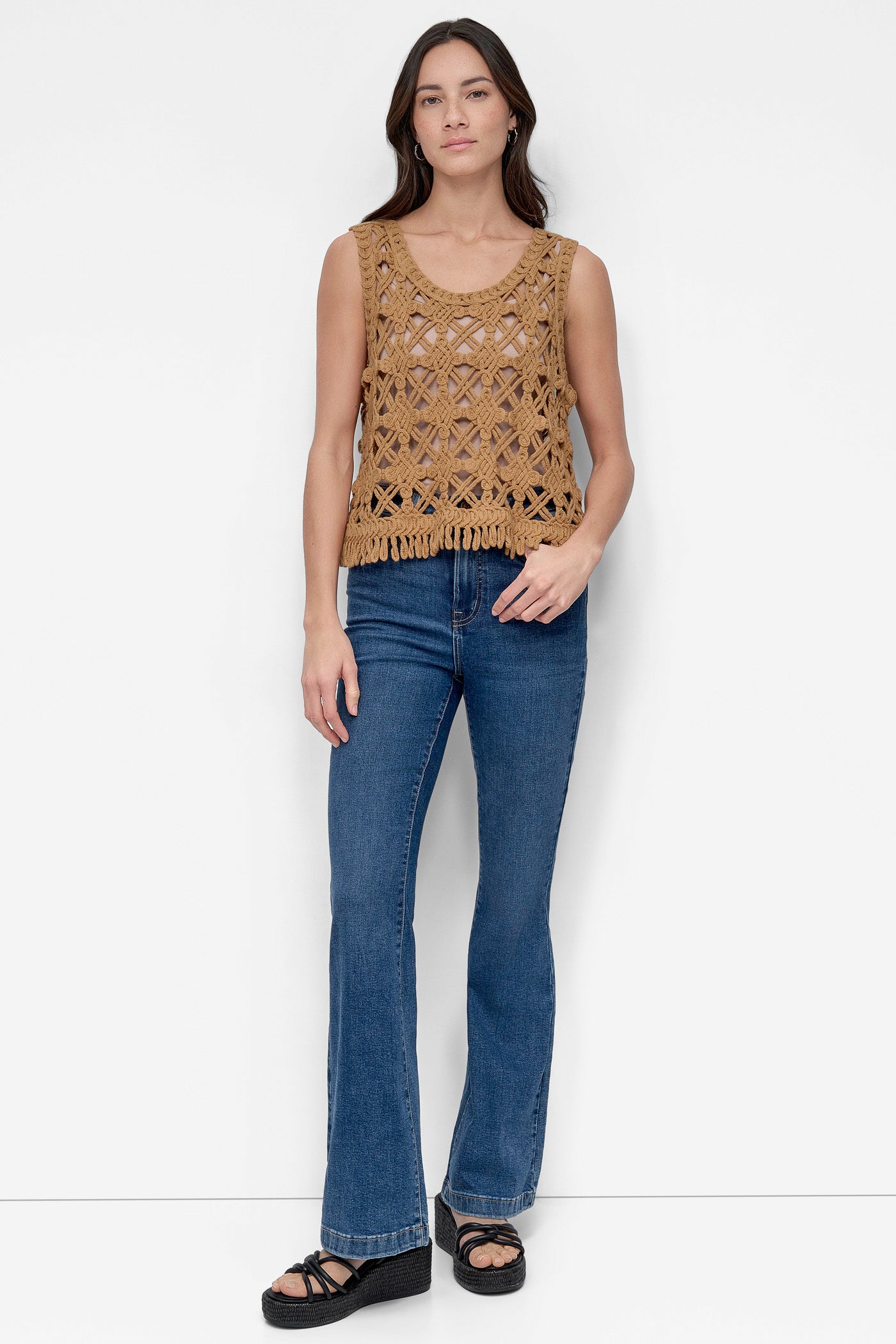 CROPPED FRINGE CROCHET TANK VIEW 6 | WOMEN'S SWEATERS & TOPS