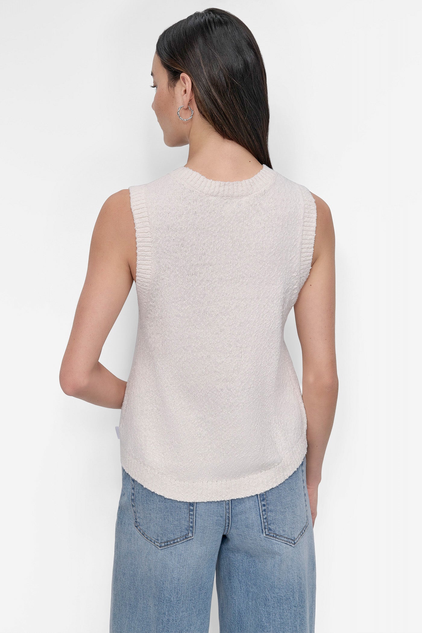 Eggnog TEXTURED TANK, BACK VIEW | DKNY JEANS