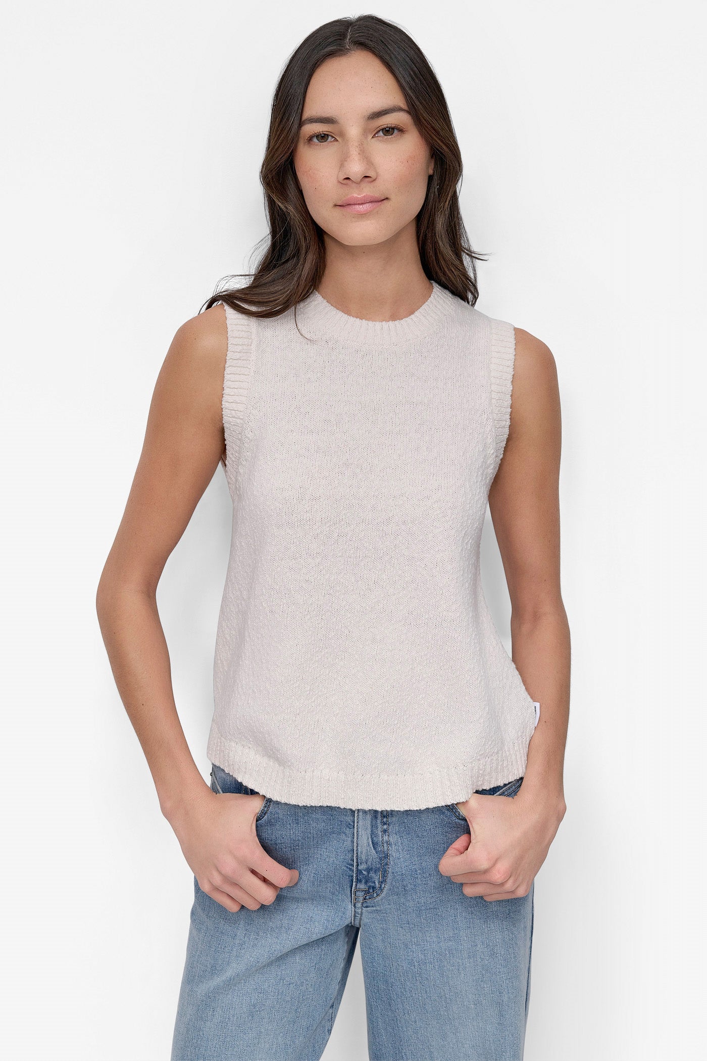 Eggnog TEXTURED TANK, FRONT VIEW | DKNY JEANS