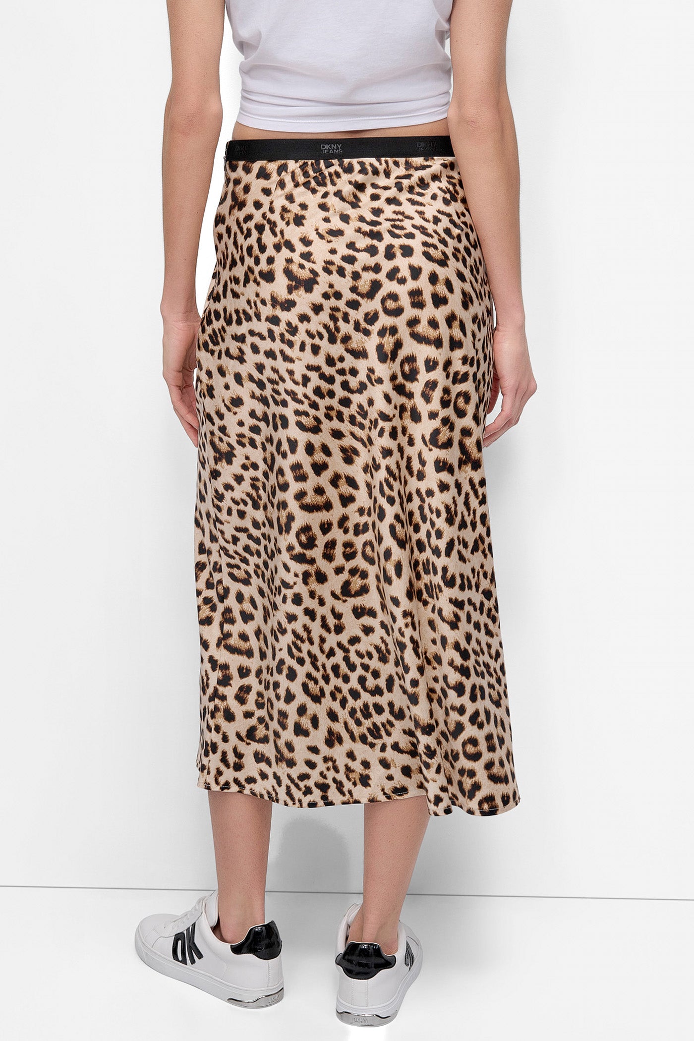 Leopard Whiskey LOGO MIDI SLIP SKIRT, BACK VIEW | 9-5 Edit