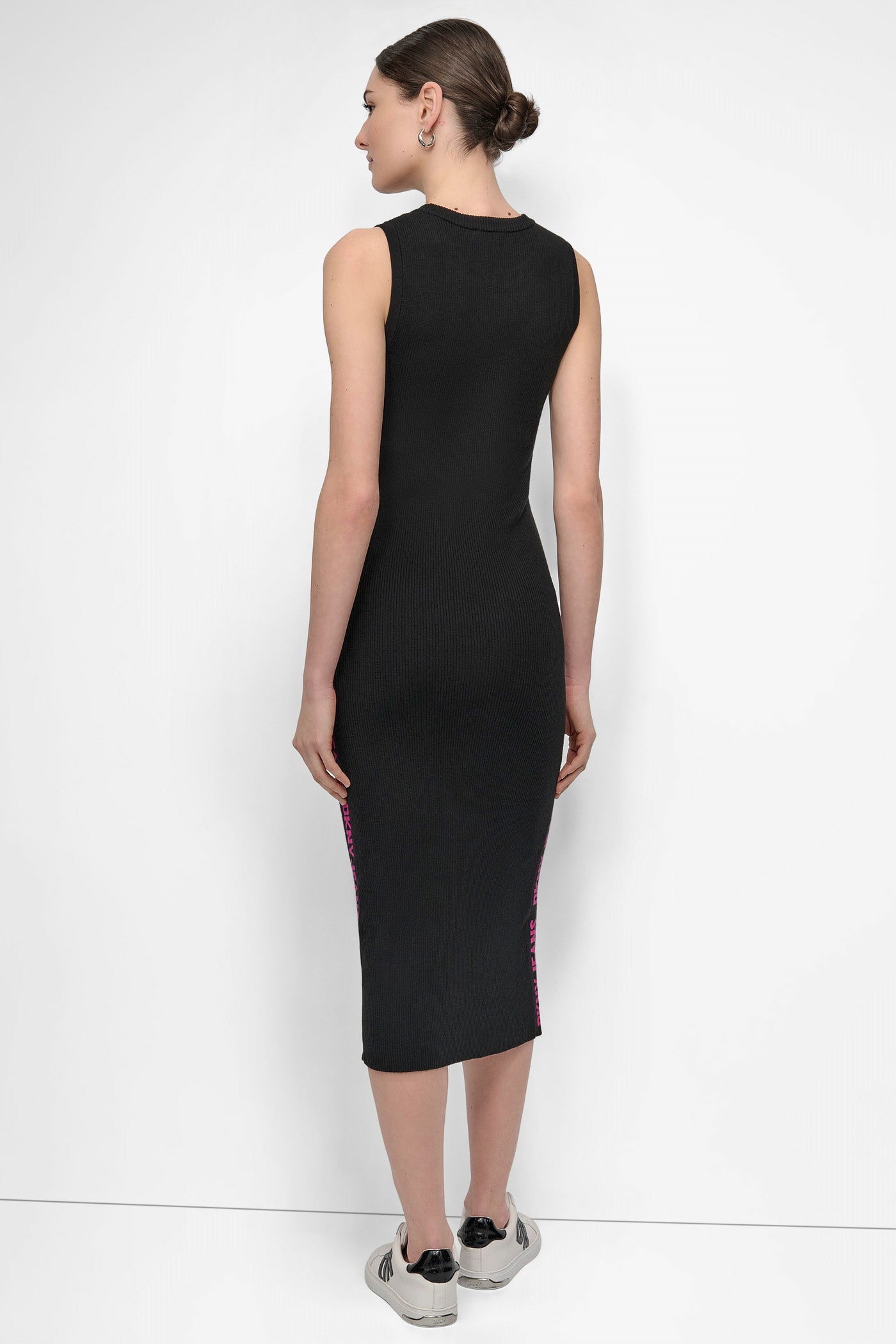 Wildberry/Black LOGO MIDI SWEATER TANK DRESS, BACK VIEW | SALE DRESSES