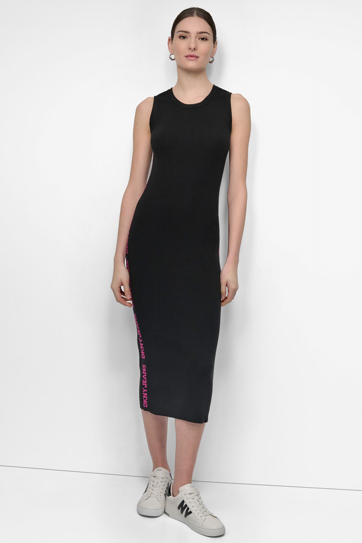 Wildberry/Black LOGO MIDI SWEATER TANK DRESS, FRONT VIEW | SALE DRESSES