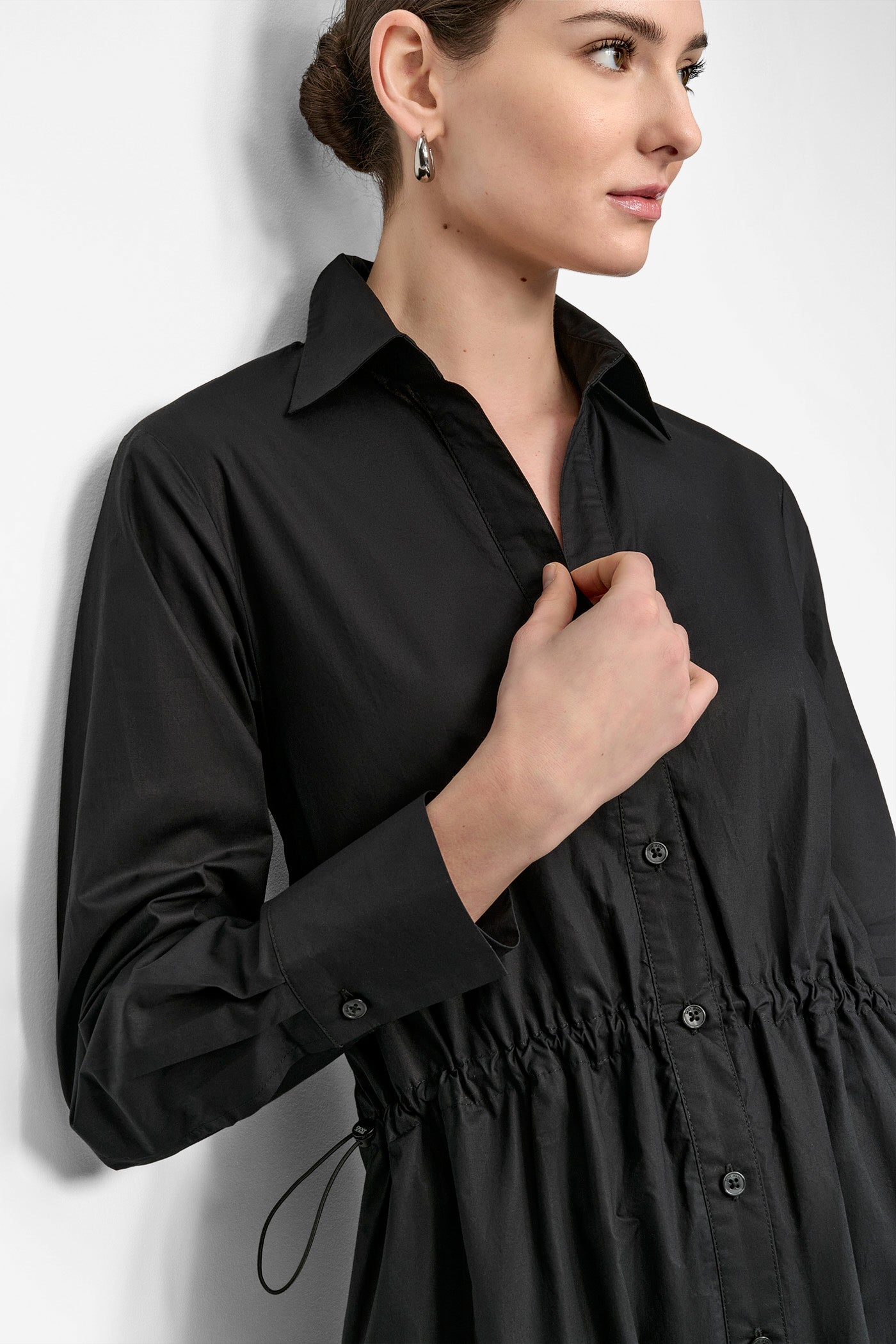 ADJUSTABLE WAIST MIDI SHIRT DRESS VIEW 5