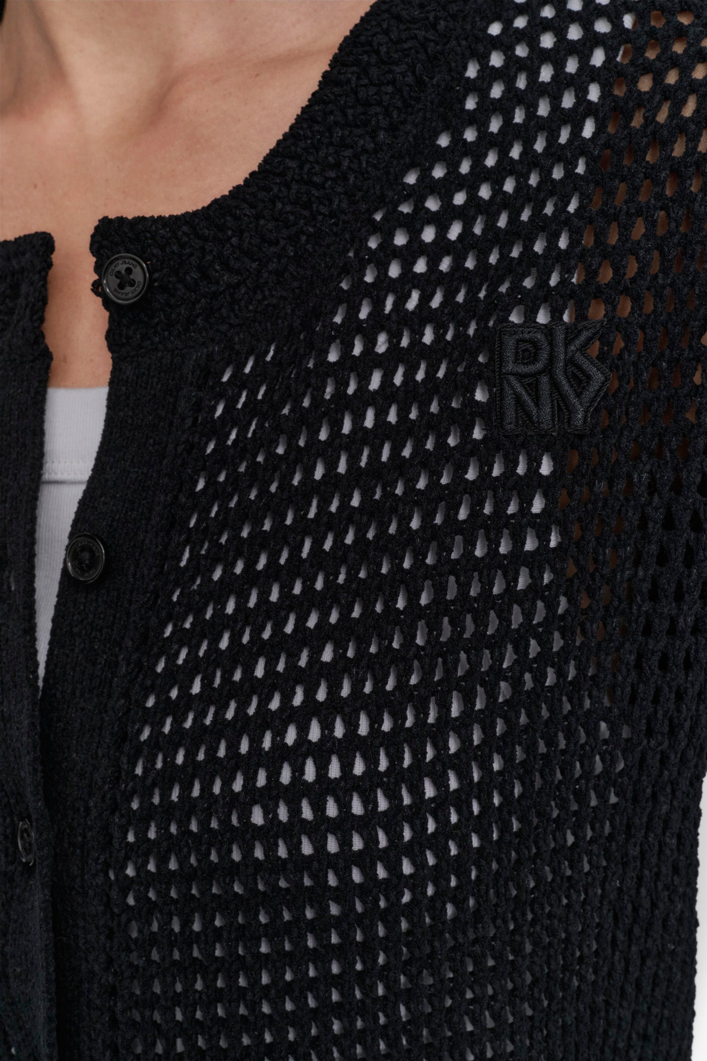 LOGO-EMBROIDERED OPEN STITCH CARDIGAN VIEW 4 | 9-5 Edit