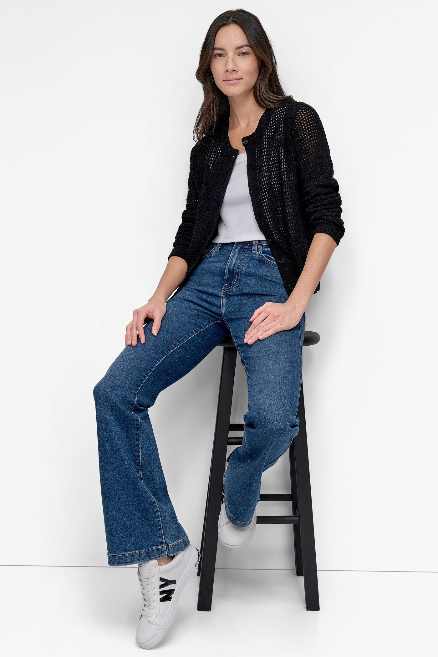 LOGO-EMBROIDERED OPEN STITCH CARDIGAN VIEW 6 | 9-5 Edit