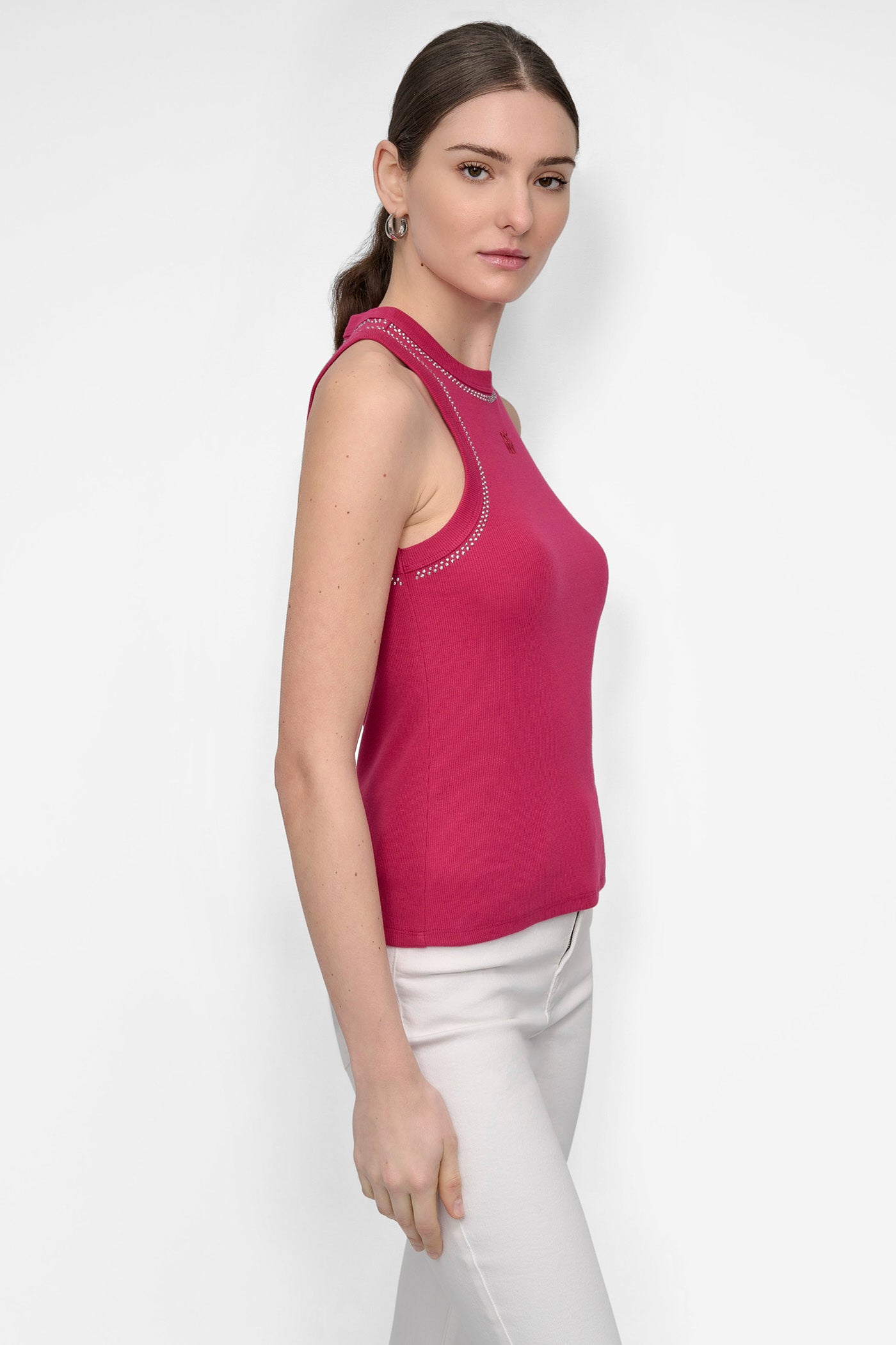 RHINESTONE AT NECK & ARMHOLE TANK VIEW 3 | Clothing