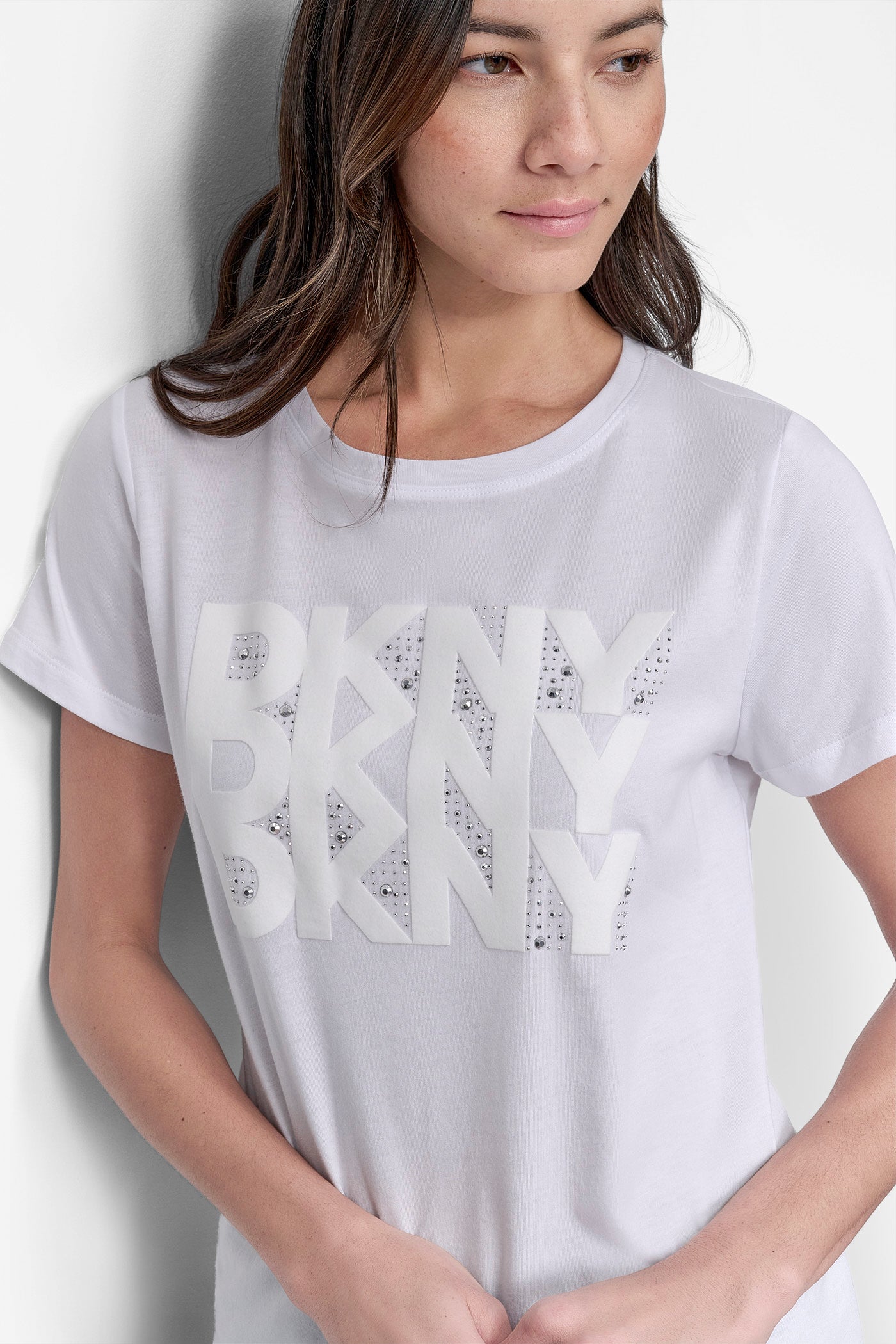 DKNY RHINESTONE DNA LOGO TEE VIEW 6 | DKNY Promo