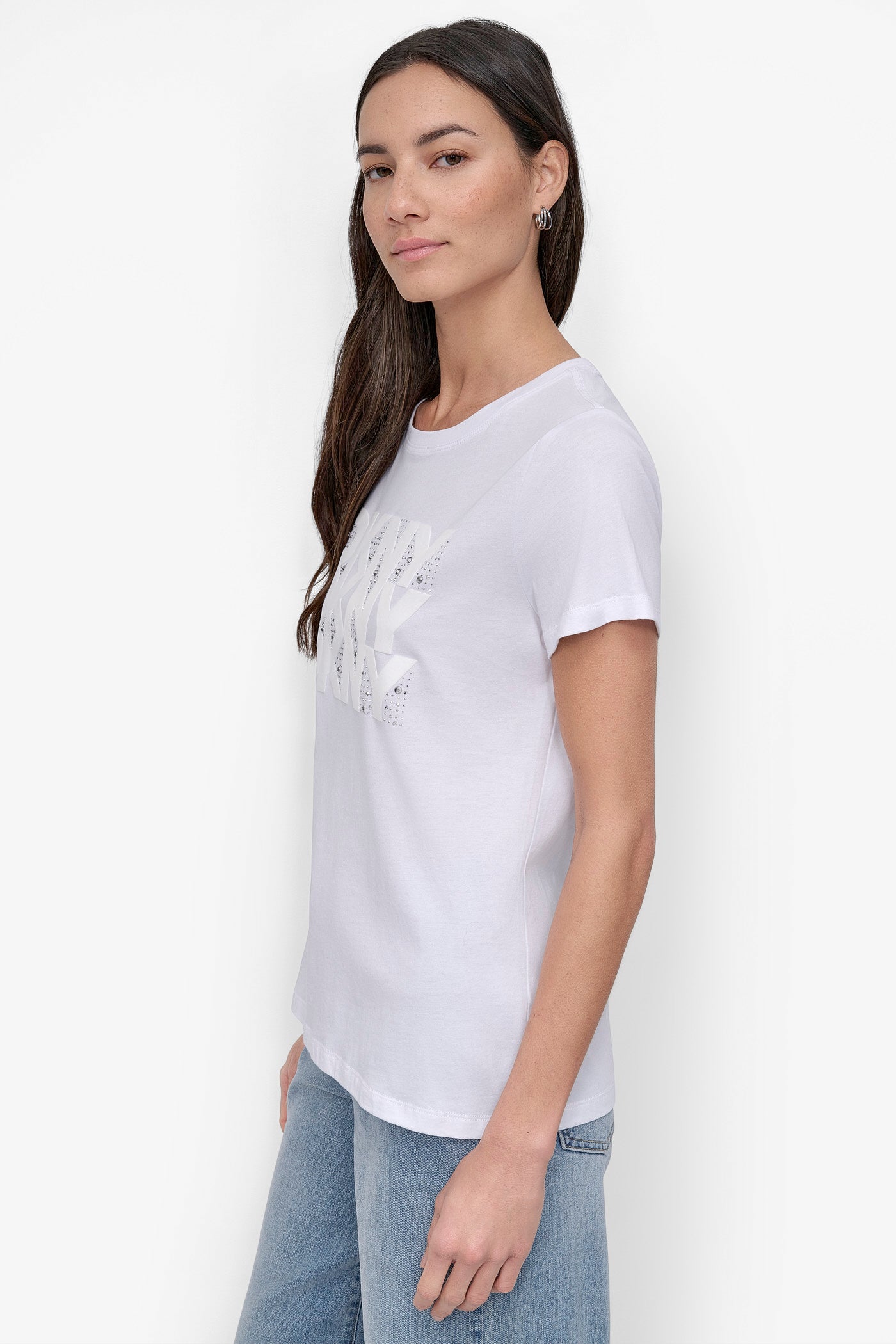 DKNY RHINESTONE DNA LOGO TEE VIEW 4 | DKNY Promo