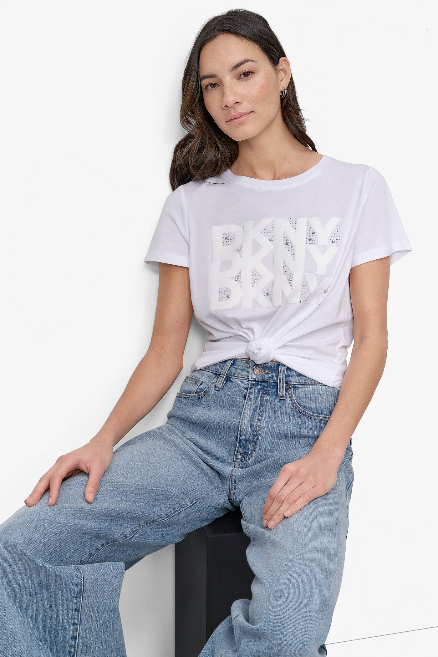 DKNY RHINESTONE DNA LOGO TEE VIEW 5 | DKNY Promo