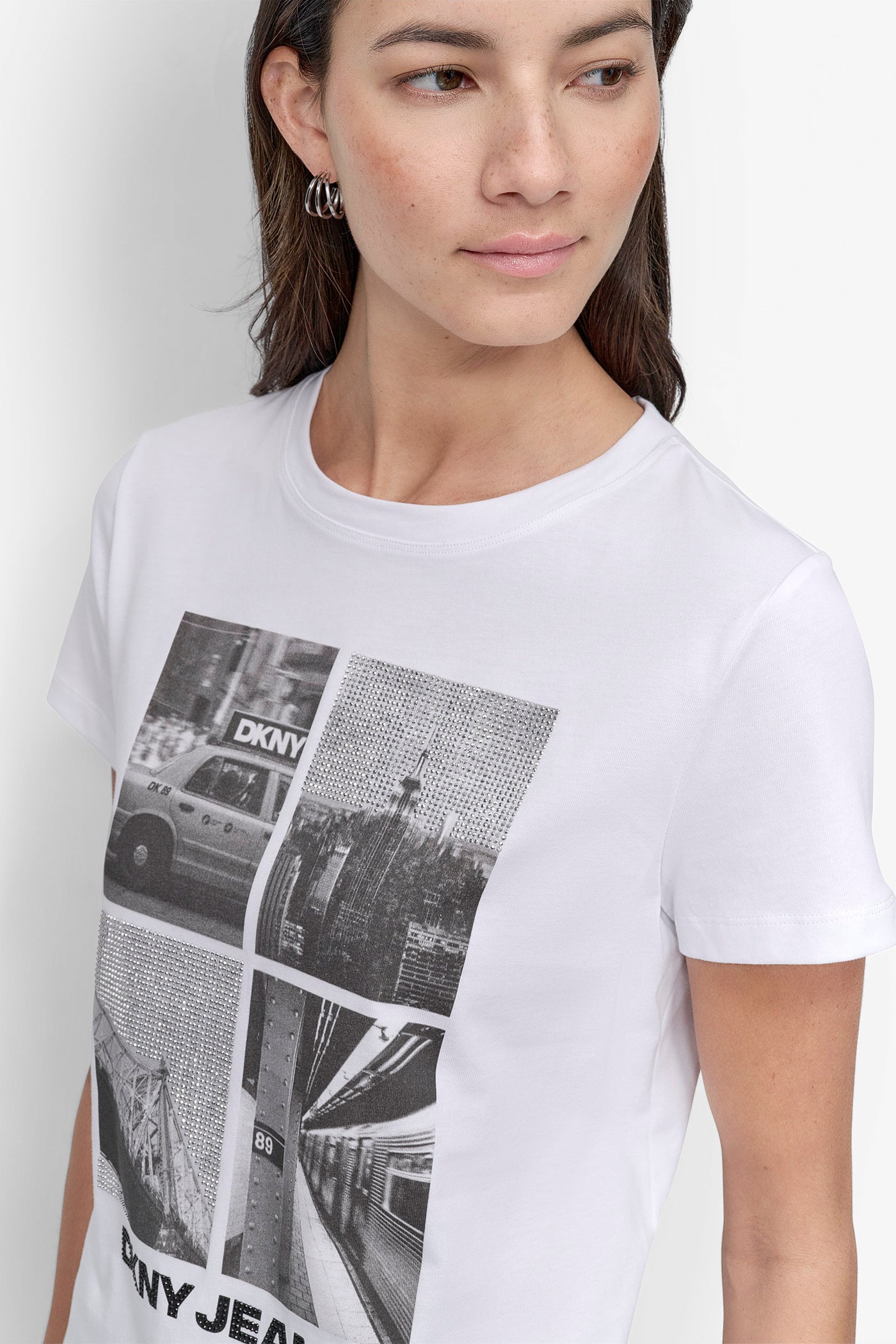 CRYSTAL EMBELLISHED CITYSCAPE GRAPHIC TEE VIEW 5 | Tees & Tanks