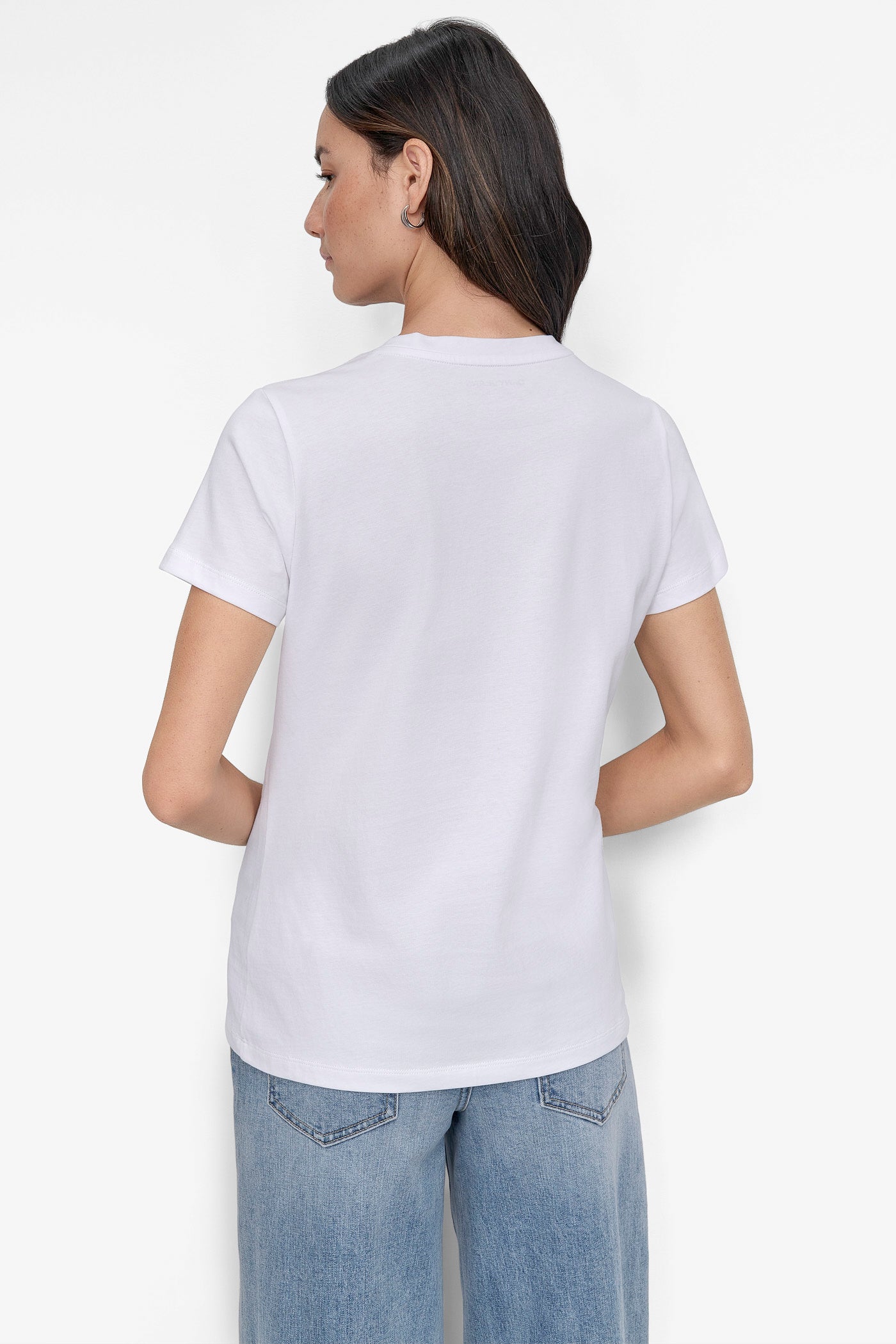White/Black CRYSTAL EMBELLISHED CITYSCAPE GRAPHIC TEE, BACK VIEW | Tees & Tanks