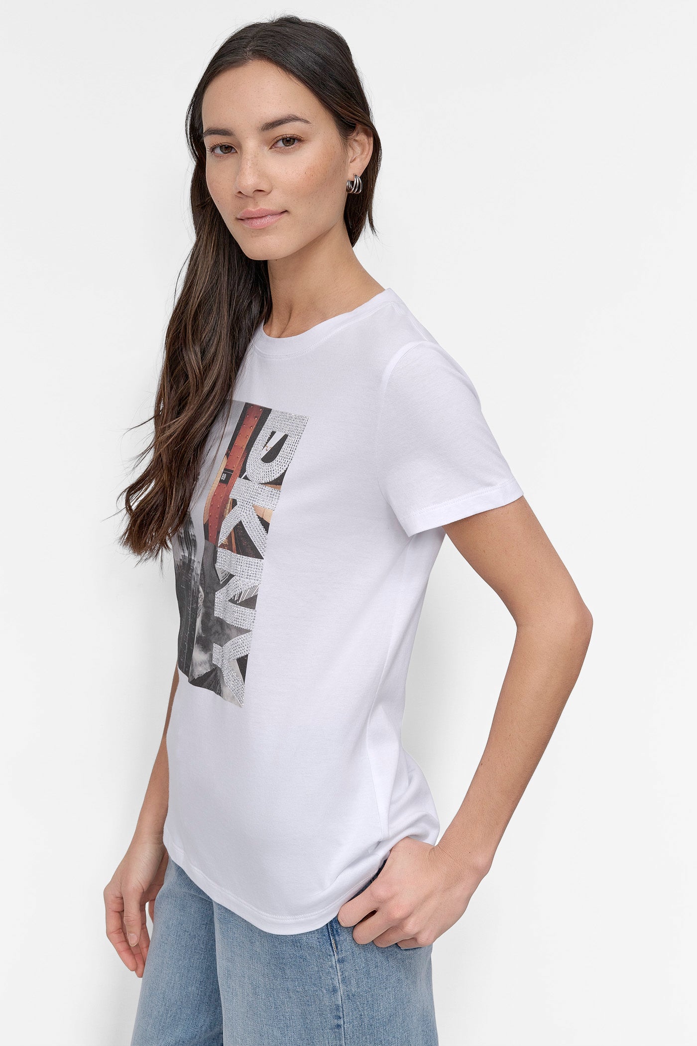 CRYSTAL LOGO-EMBELLISHED CITY GRAPHIC TEE VIEW 3 | DKNY Promo