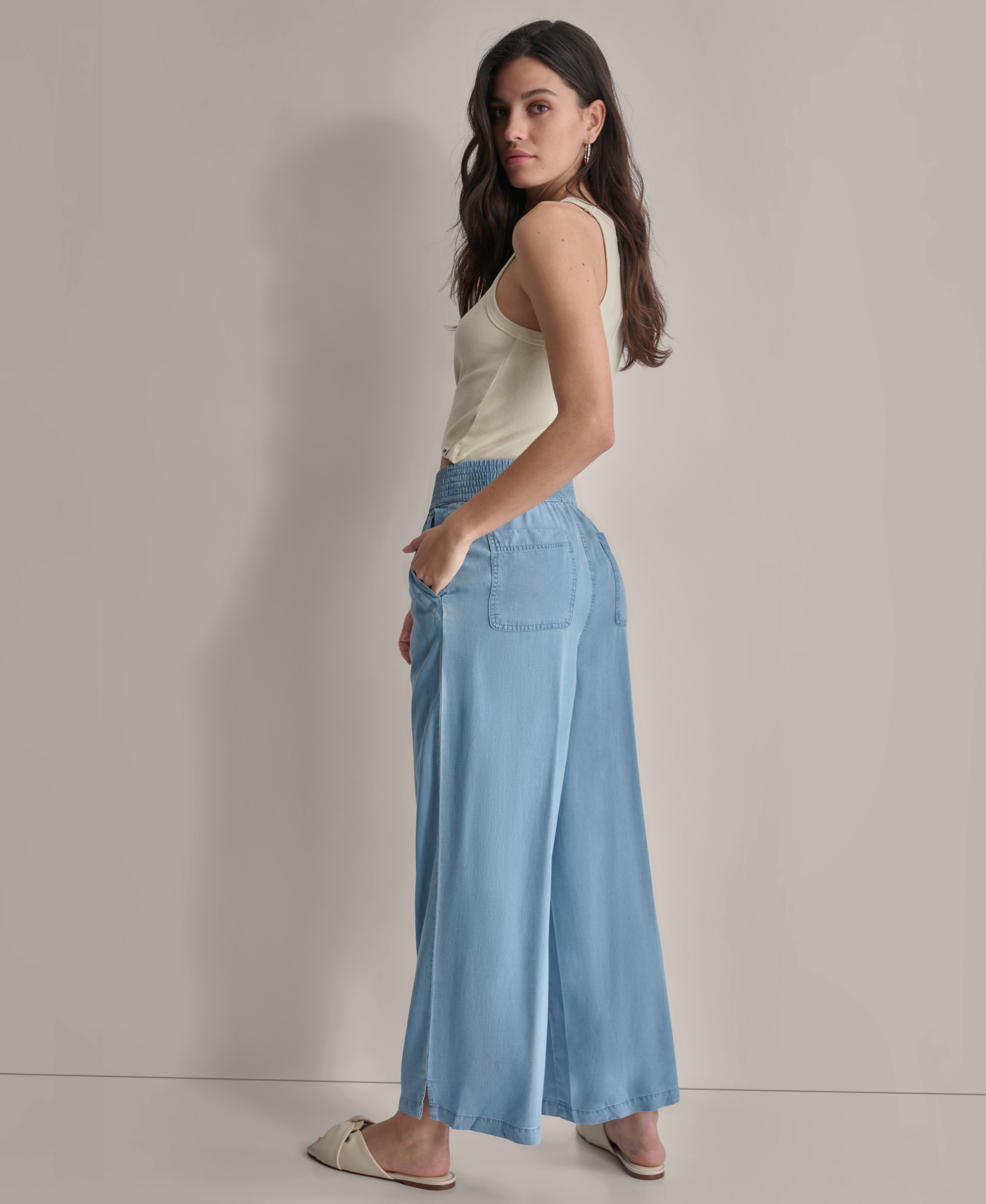 GARMENT DYE WIDE LEG ANKLE PANT VIEW 4 | Pants & Denim