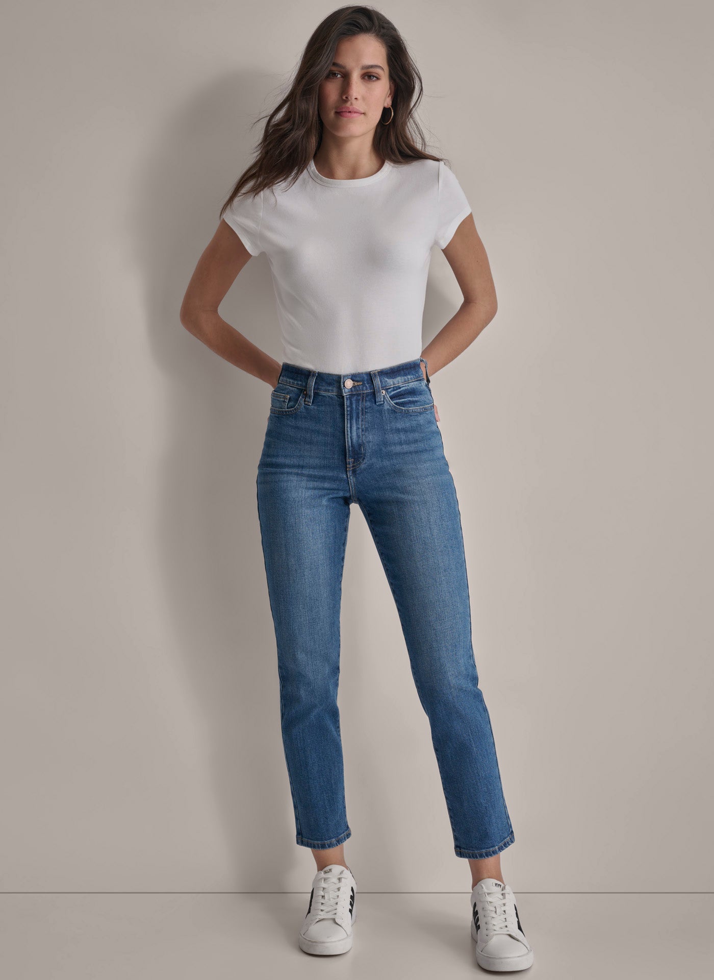 HIGH Rise Length SLIM STRAIGHT JEAN | DKNY