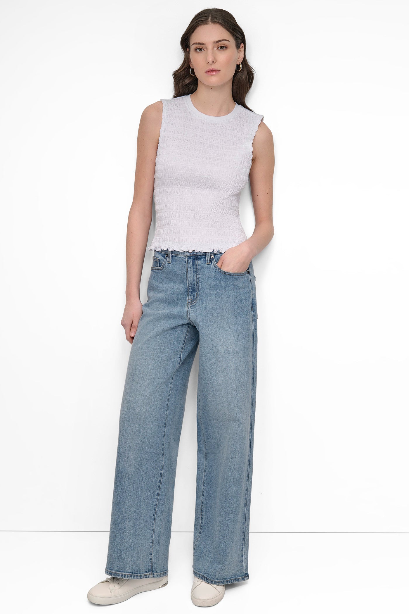 SMOCKED TEE VIEW 4 | DKNY JEANS