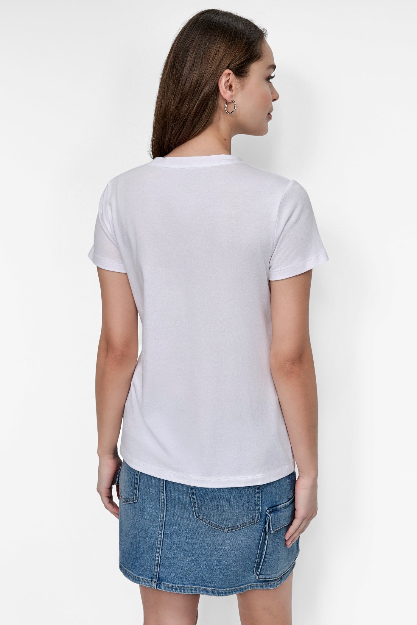 White/Silver RHINESTONE LOGO TEE, BACK VIEW | SALE CLOTHING
