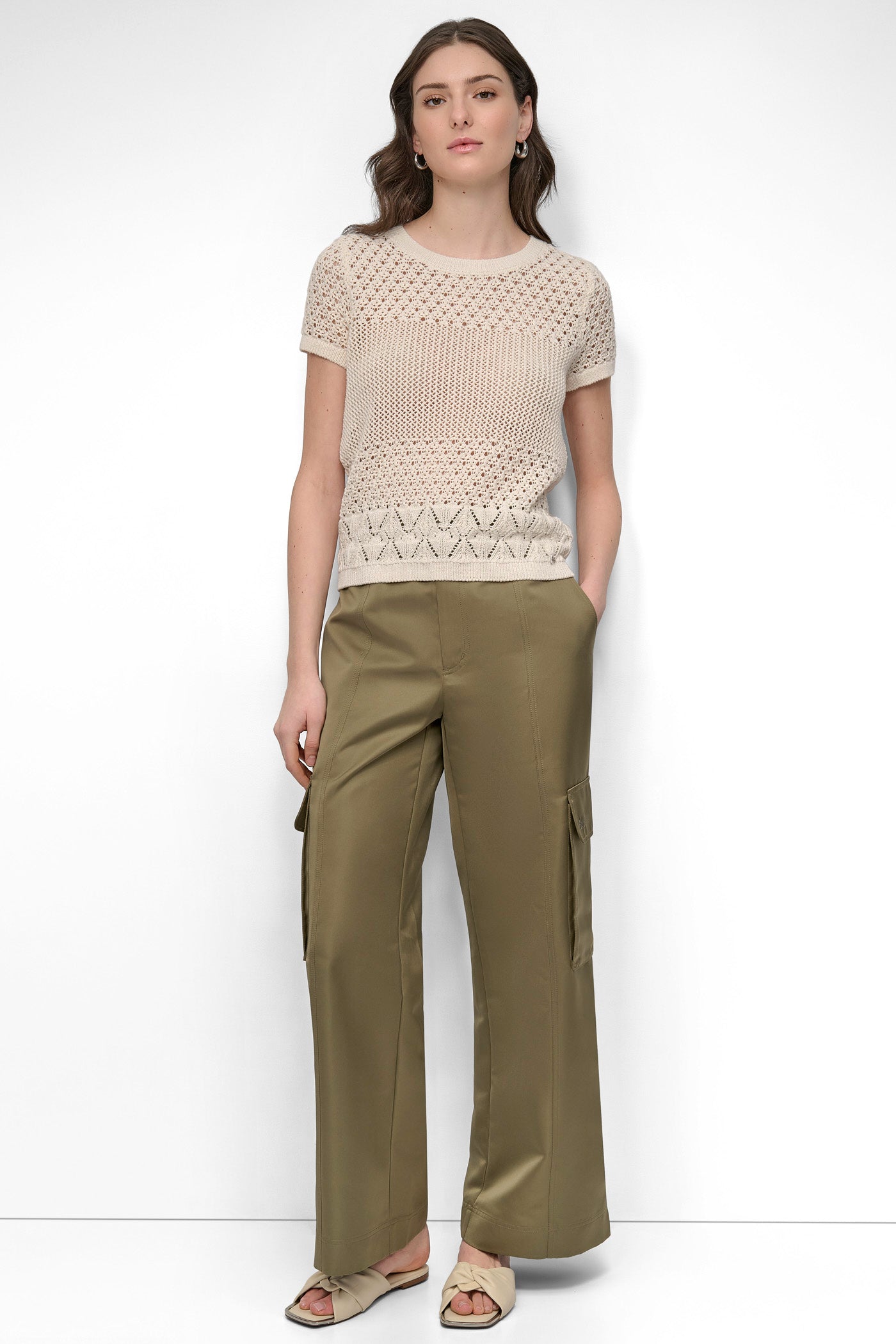 OPEN POINTELLE KNIT SWEATER TEE VIEW 7 | WOMEN'S SWEATERS & TOPS