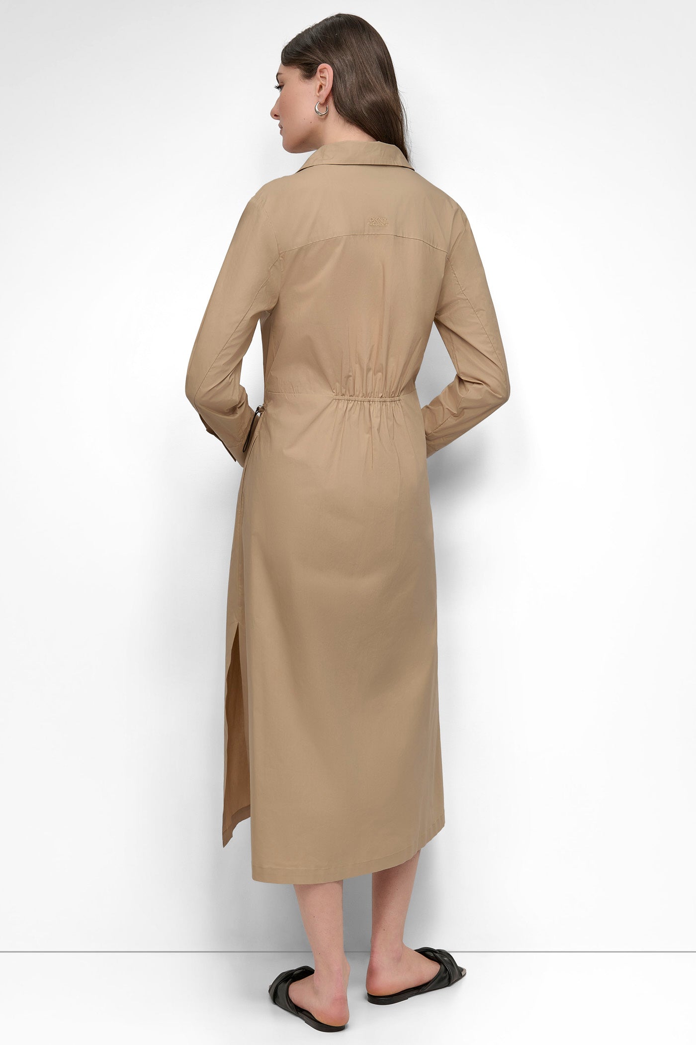 Travertine ADJUSTABLE WAIST MIDI SHIRT DRESS, BACK VIEW | Products