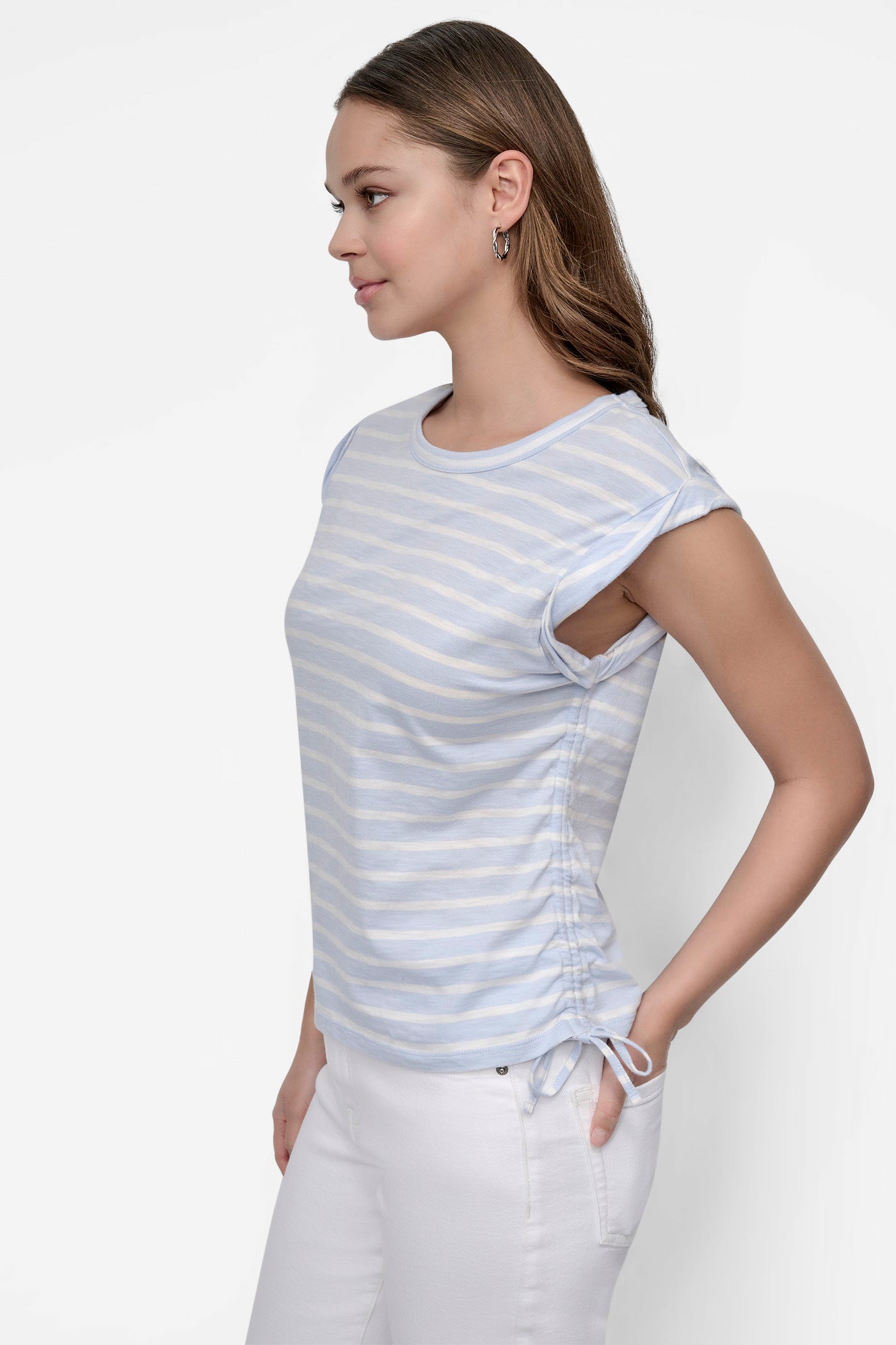 RUCHED SIDE-TIE TEE VIEW 4 | Tees & Tanks