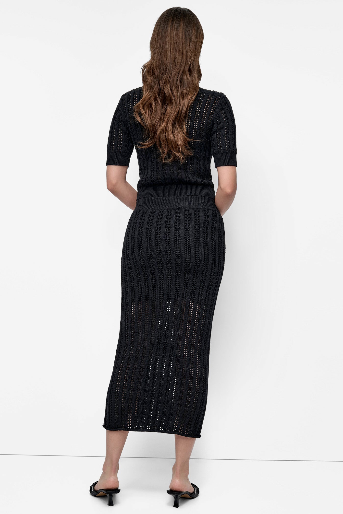 CABLE POINTELLE STITCH MIDI SKIRT VIEW 5 | DKNY JEANS