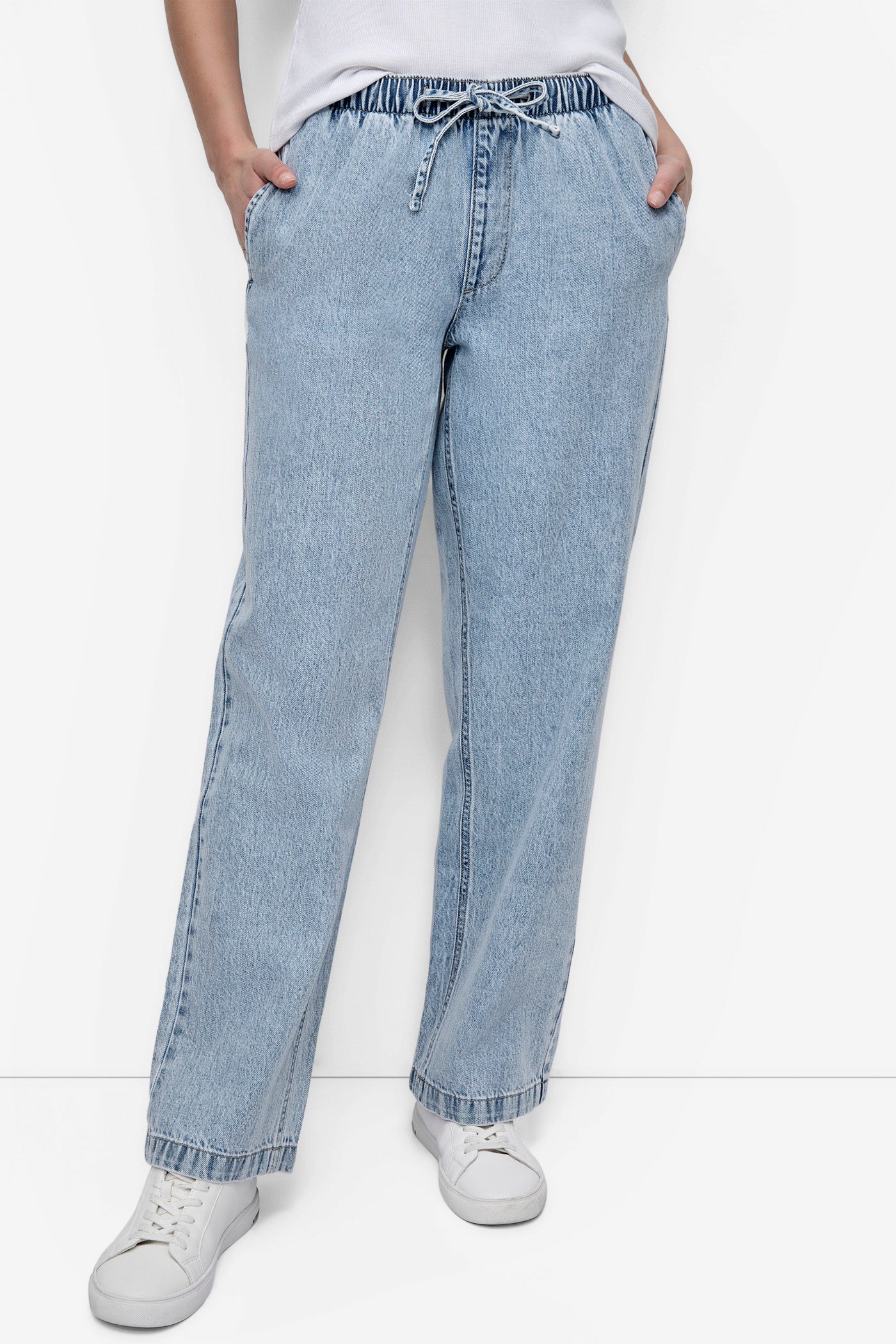 Reflection DRAWSTRING STRAIGHT LEG JEAN, FRONT VIEW | Pants & Denim