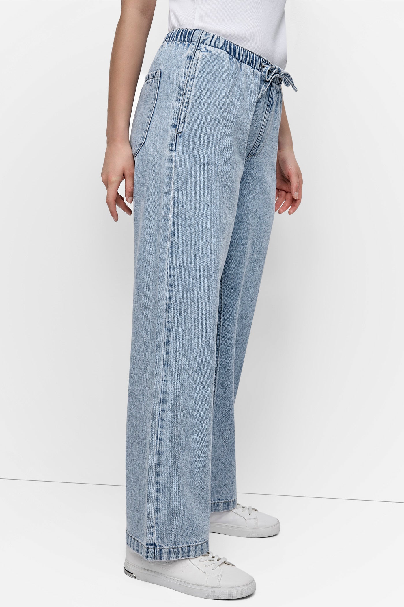 DRAWSTRING STRAIGHT LEG JEAN VIEW 3 | Denim Destination