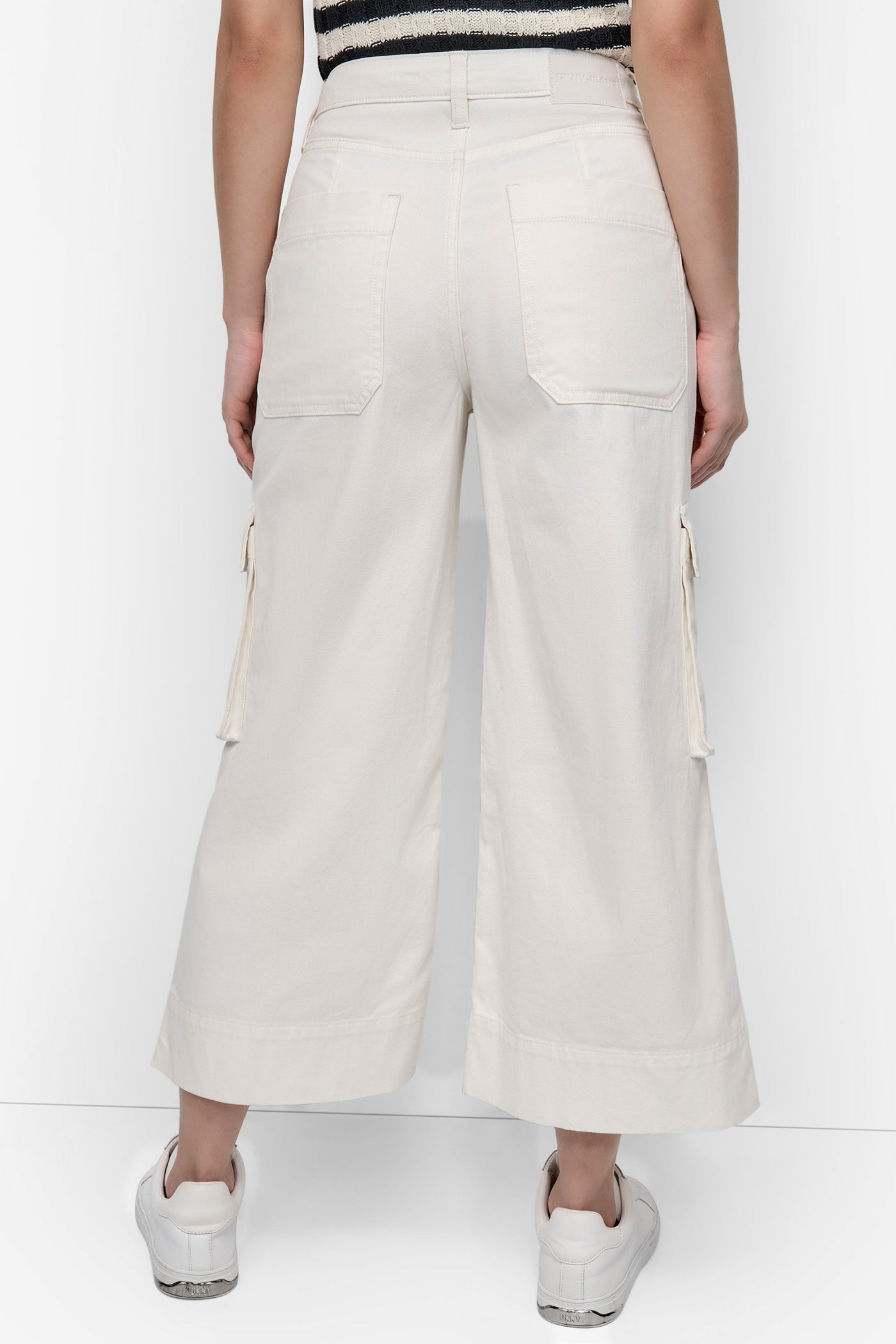 Ecru HIGH-RISE WIDE-LEG UTILITY CARGO, BACK VIEW | Pants & Denim