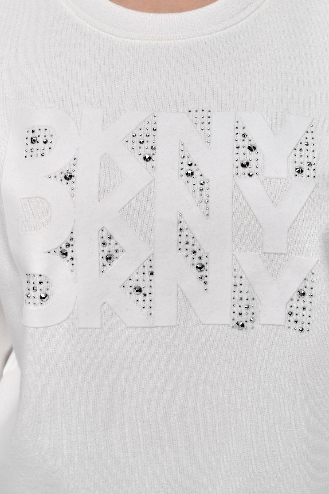 DKNY FLOCKING RHINESTONE LOGO CREW NECK SWEATSHIRT VIEW 4 | Clothing