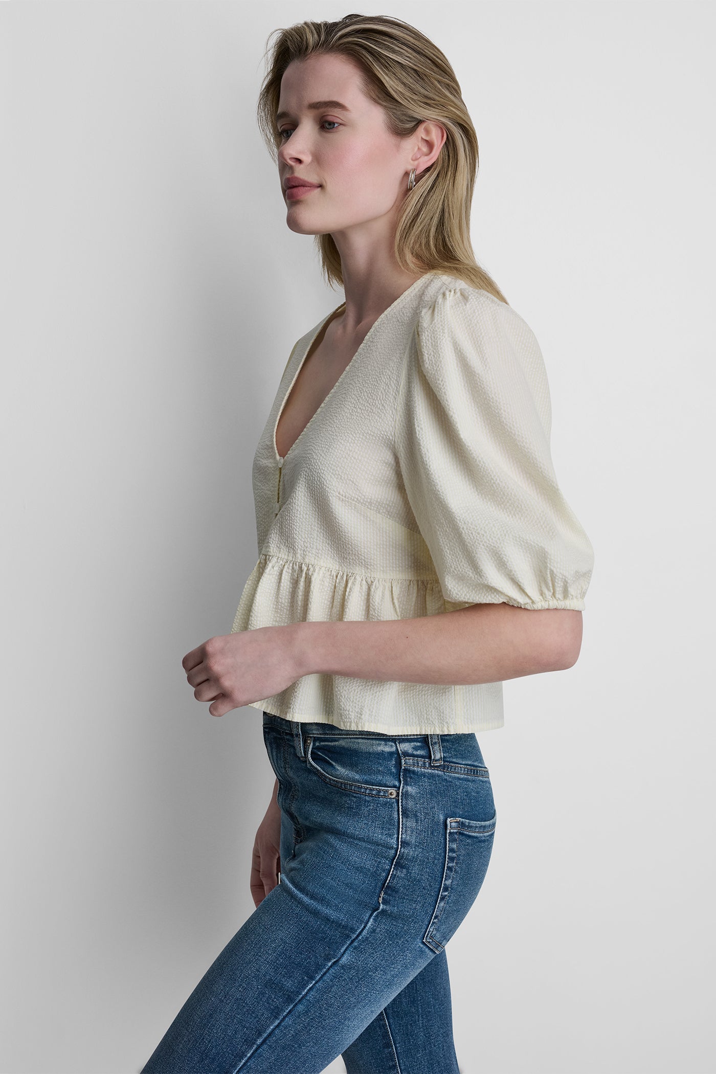 PUFF SLEEVE V-NECK SHIRT VIEW 4 | Spring 2026