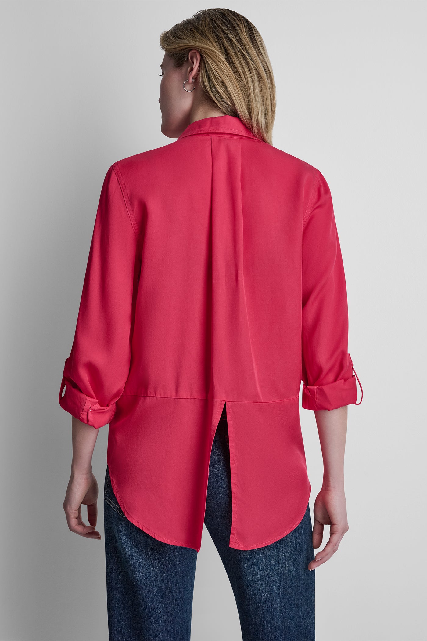 GARMENT DYE SPLIT BACK SHIRT VIEW 3 | WOMEN'S SWEATERS & TOPS