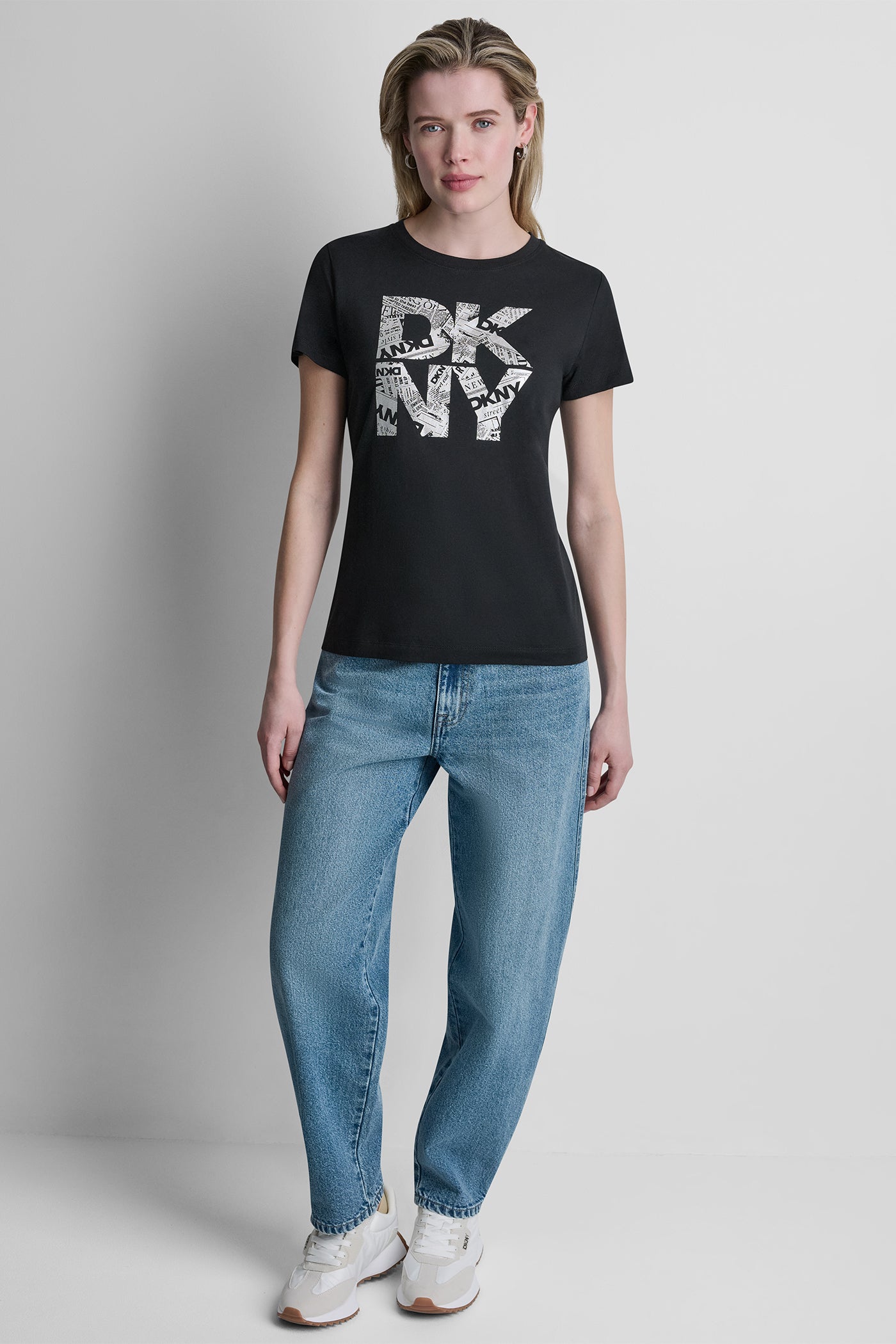 NEWSPRINT DKNY STACKED LOGO TEE VIEW 6 | Tees & Tanks