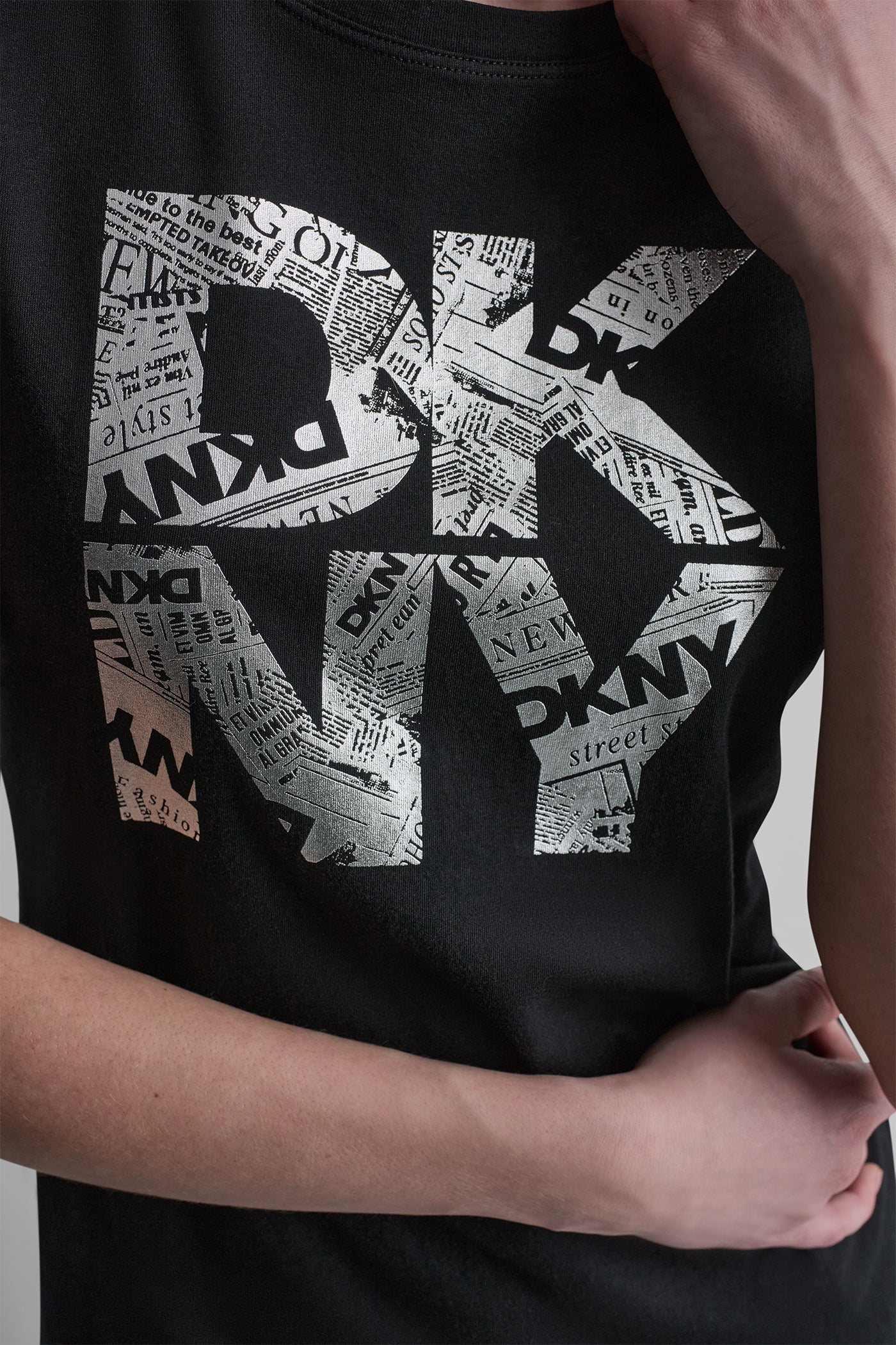 NEWSPRINT DKNY STACKED LOGO TEE VIEW 5 | Tees & Tanks