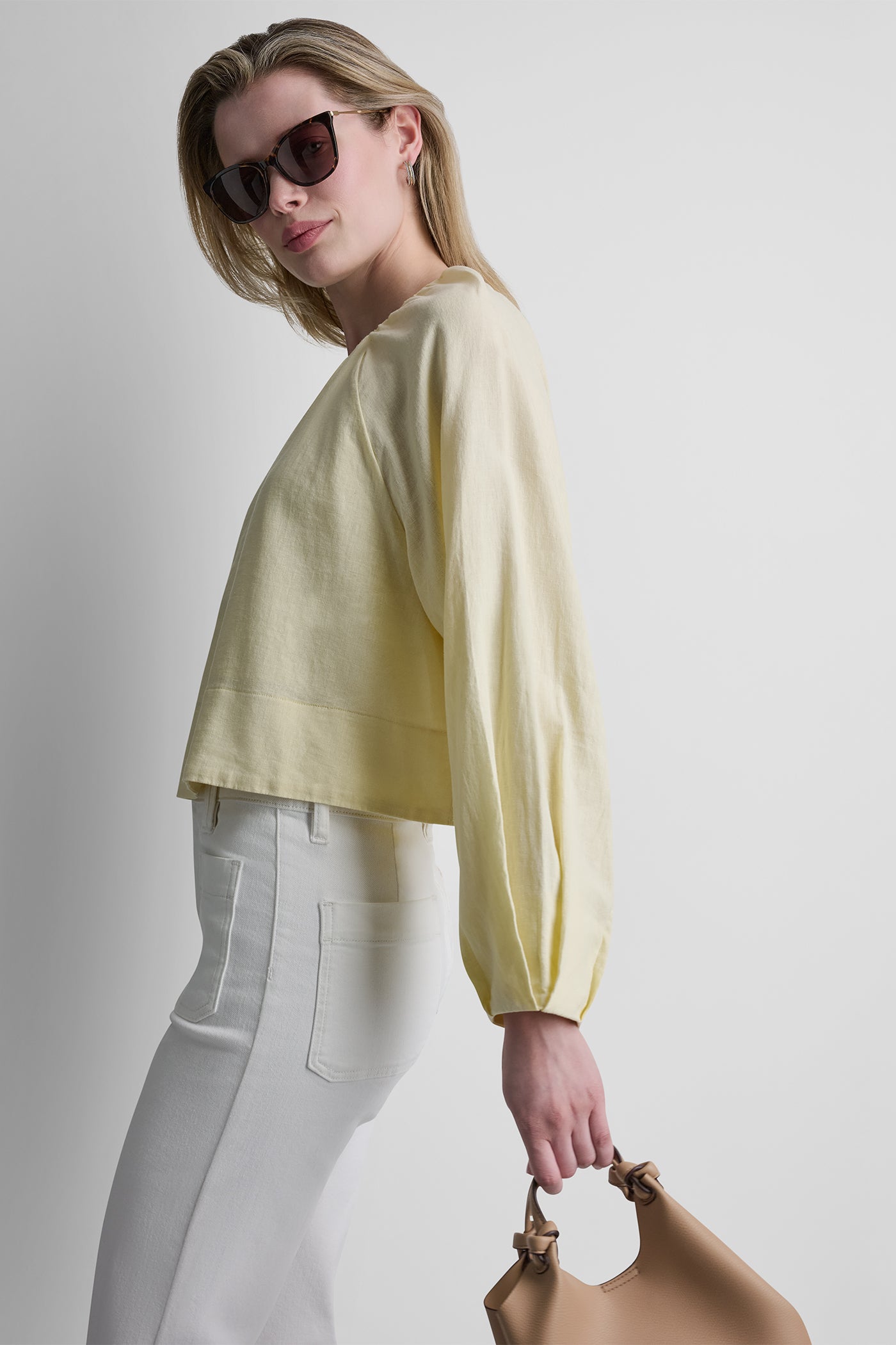 LINEN-BLEND RAGLAN SLEEVE BLOUSE VIEW 4 | WOMEN'S SWEATERS & TOPS