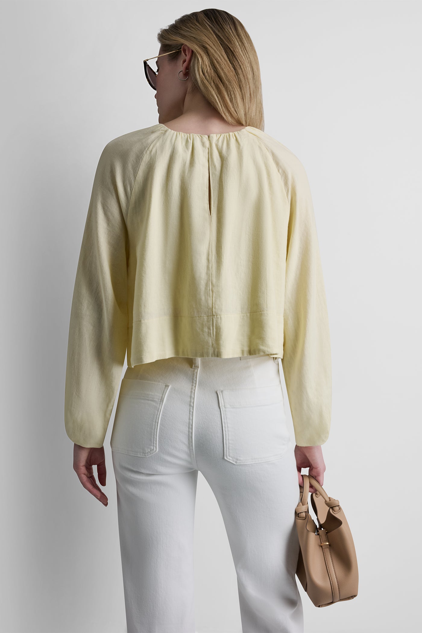 LINEN-BLEND RAGLAN SLEEVE BLOUSE VIEW 3 | WOMEN'S SWEATERS & TOPS
