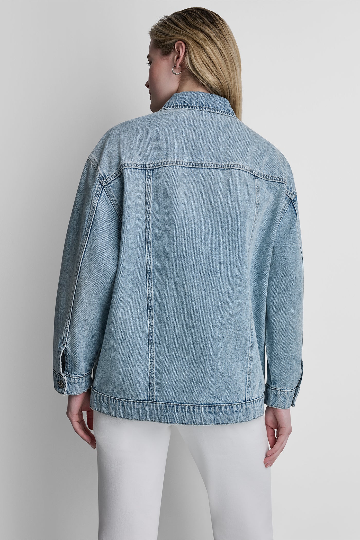 OVERSIZED DENIM TRUCKER JACKET WITH STUDS VIEW 3 | WOMENS COATS & JACKETS