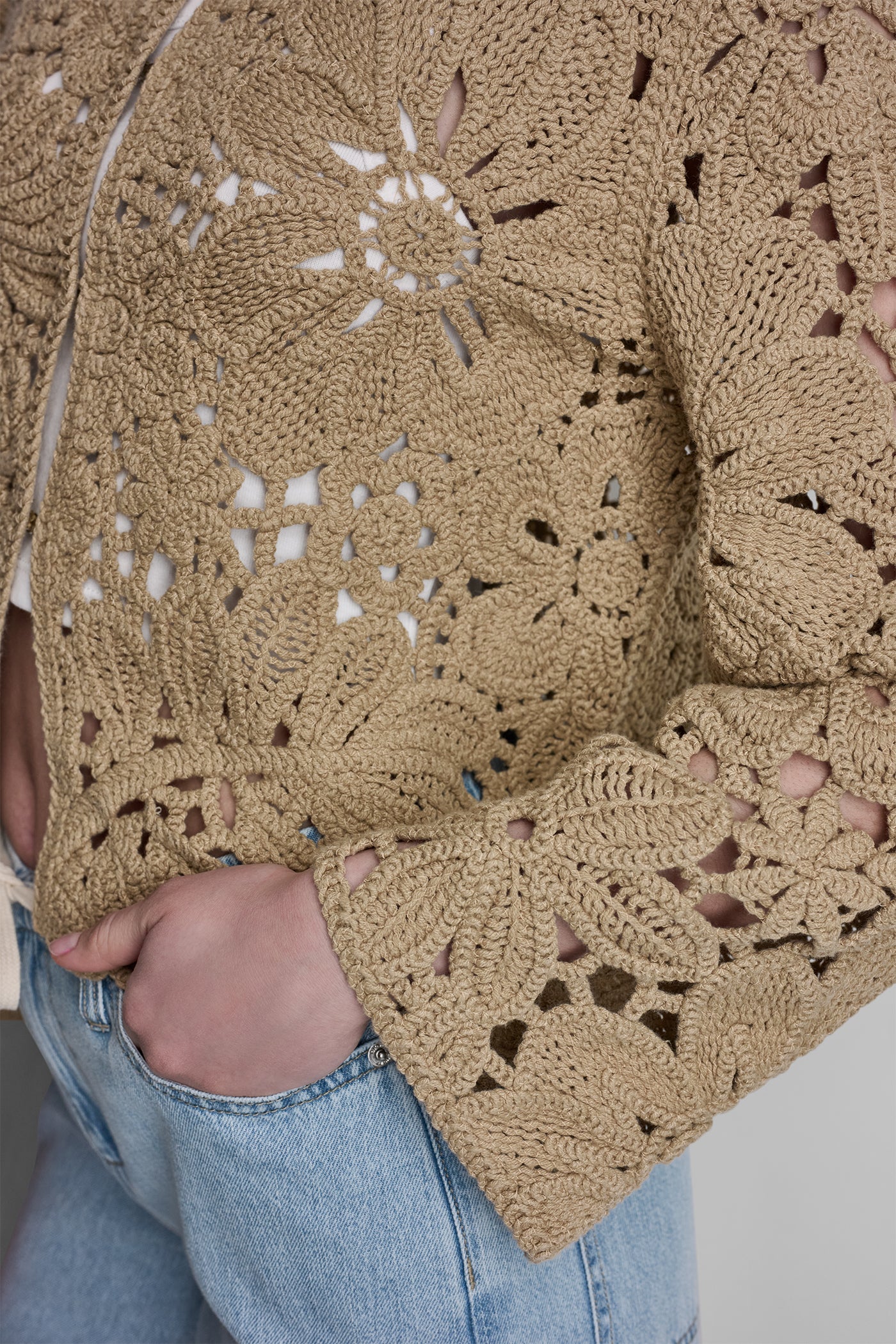 FLORAL CROCHET CARDIGAN WITH SCALLOP HEM VIEW 7 | New Arrivals