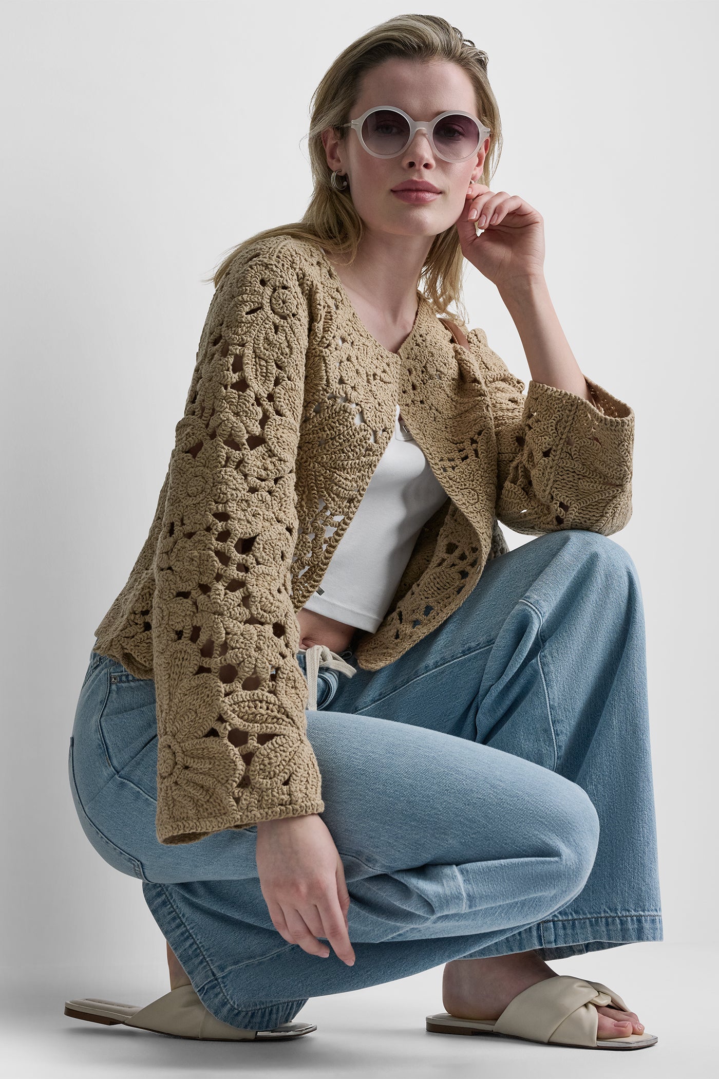 FLORAL CROCHET CARDIGAN WITH SCALLOP HEM VIEW 8 | New Arrivals
