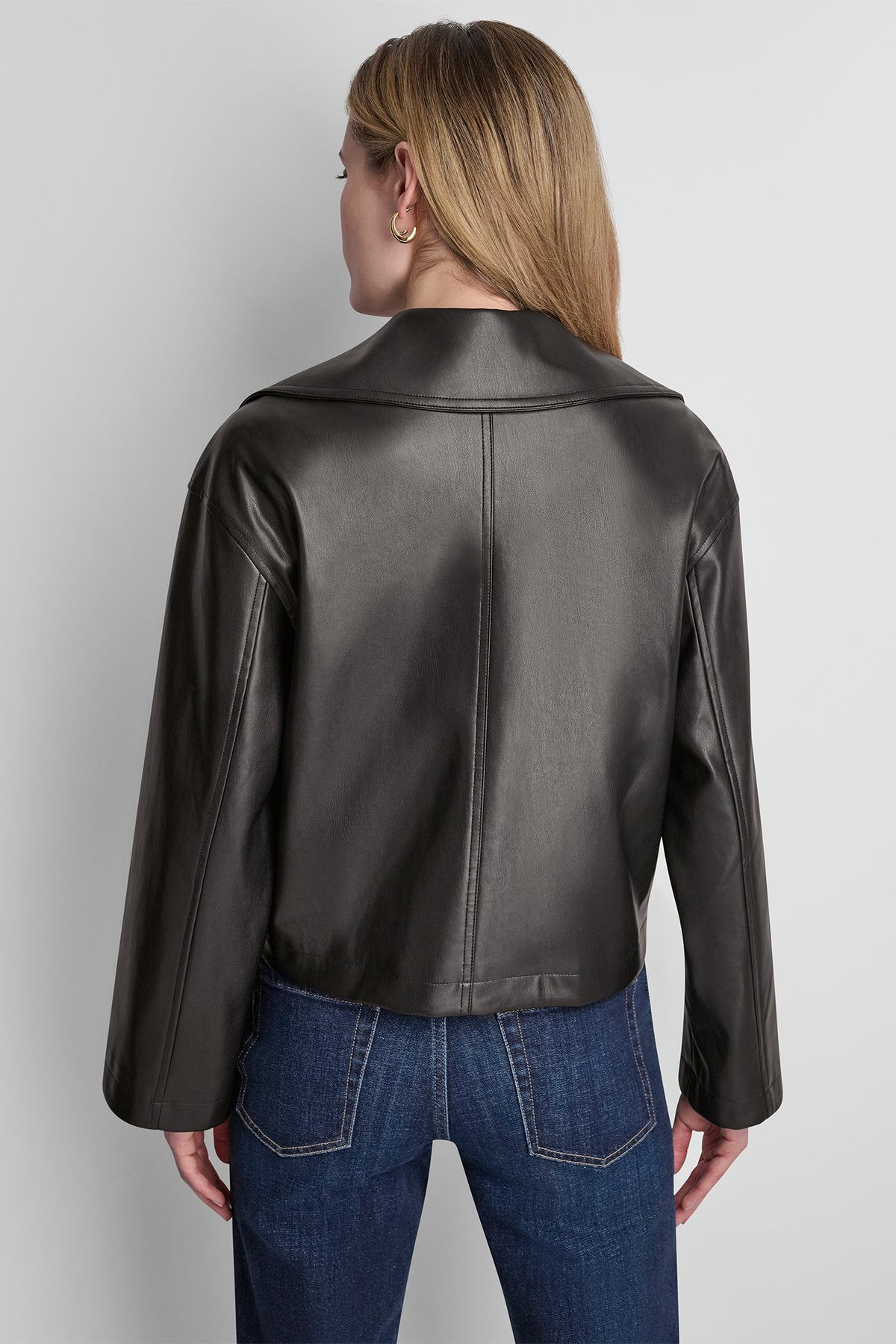 DOUBLE BREASTED FAUX LEATHER JACKET VIEW 2