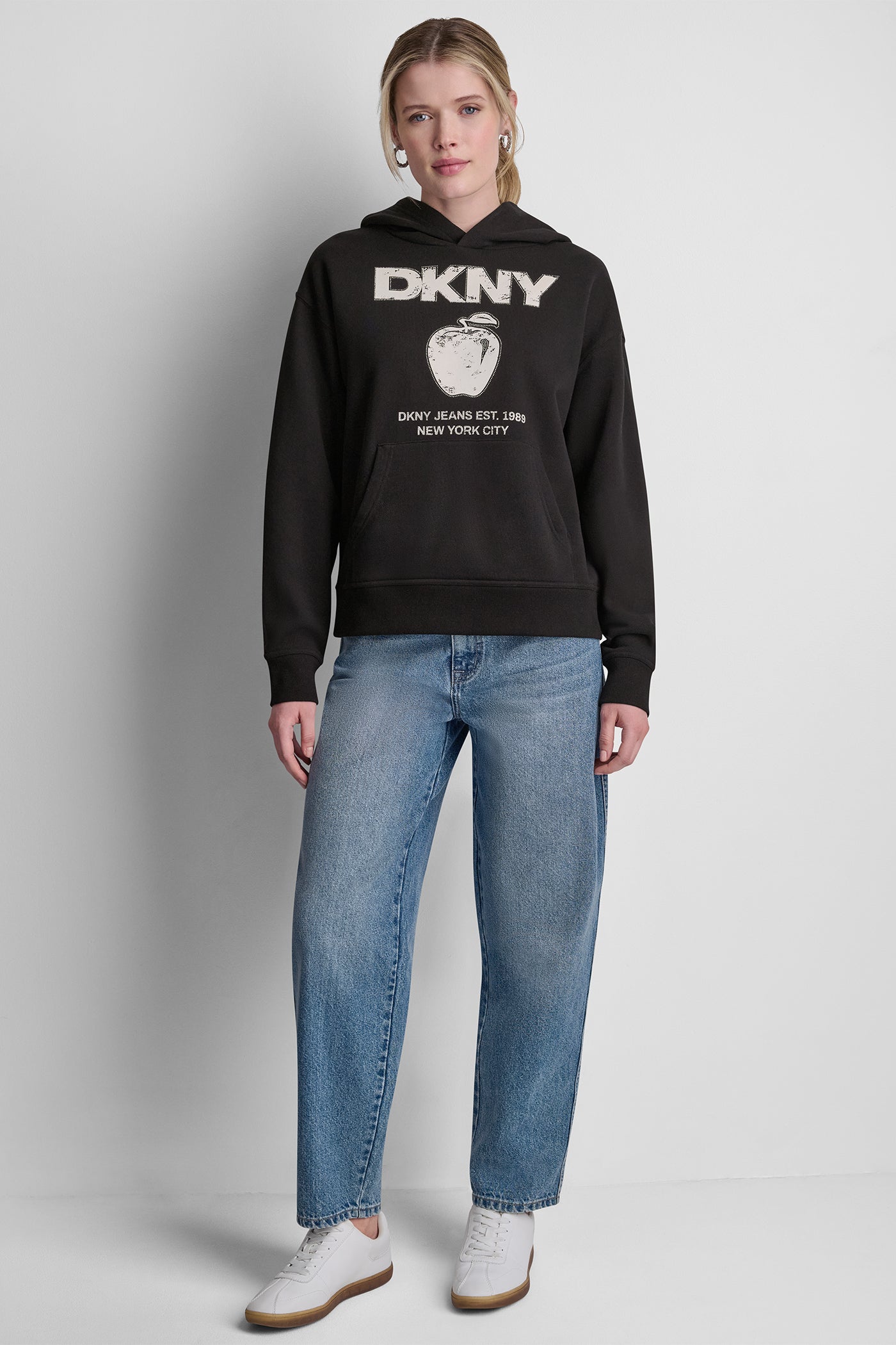 DKNY BIG APPLE RHINESTONE LOGO HOODIE VIEW 6 | Sweatshirts & Joggers
