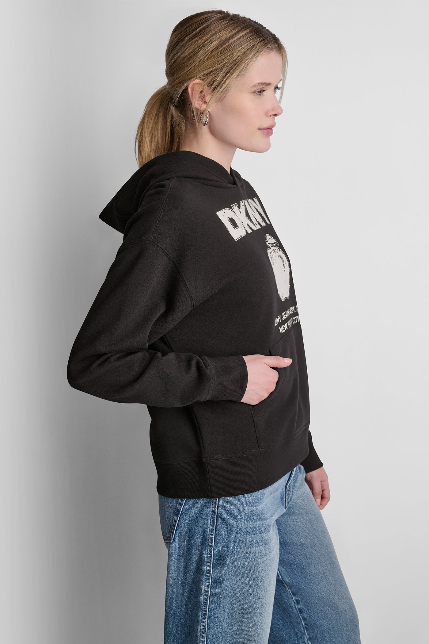 DKNY BIG APPLE RHINESTONE LOGO HOODIE VIEW 4 | Sweatshirts & Joggers